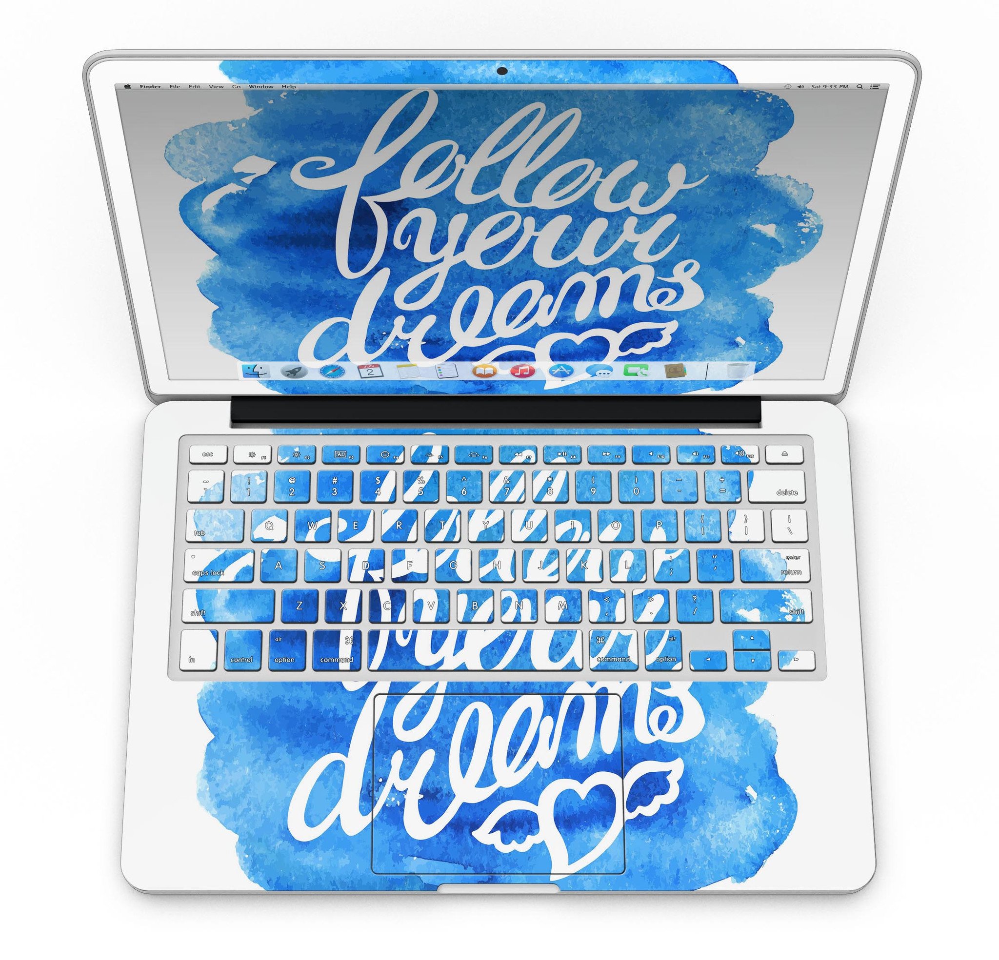 Blue WaterColor skin for MacBook Pro with Retina Display, showcasing vibrant colors and stylish design.