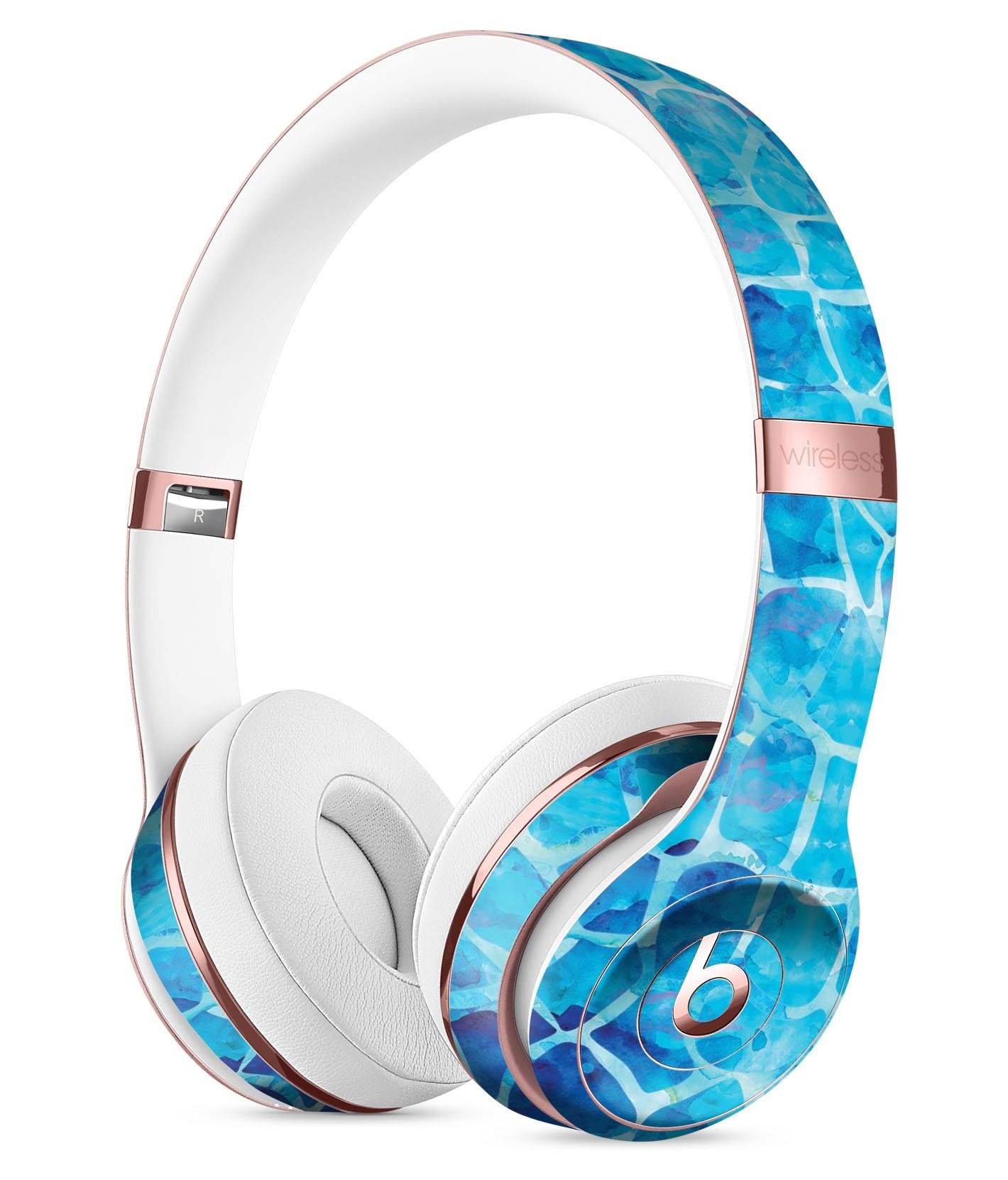 Blue Watercolor Giraffe Pattern Skin Kit for Beats by Dre Solo 3 Wireless Headphones, showcasing vibrant colors and unique design.
