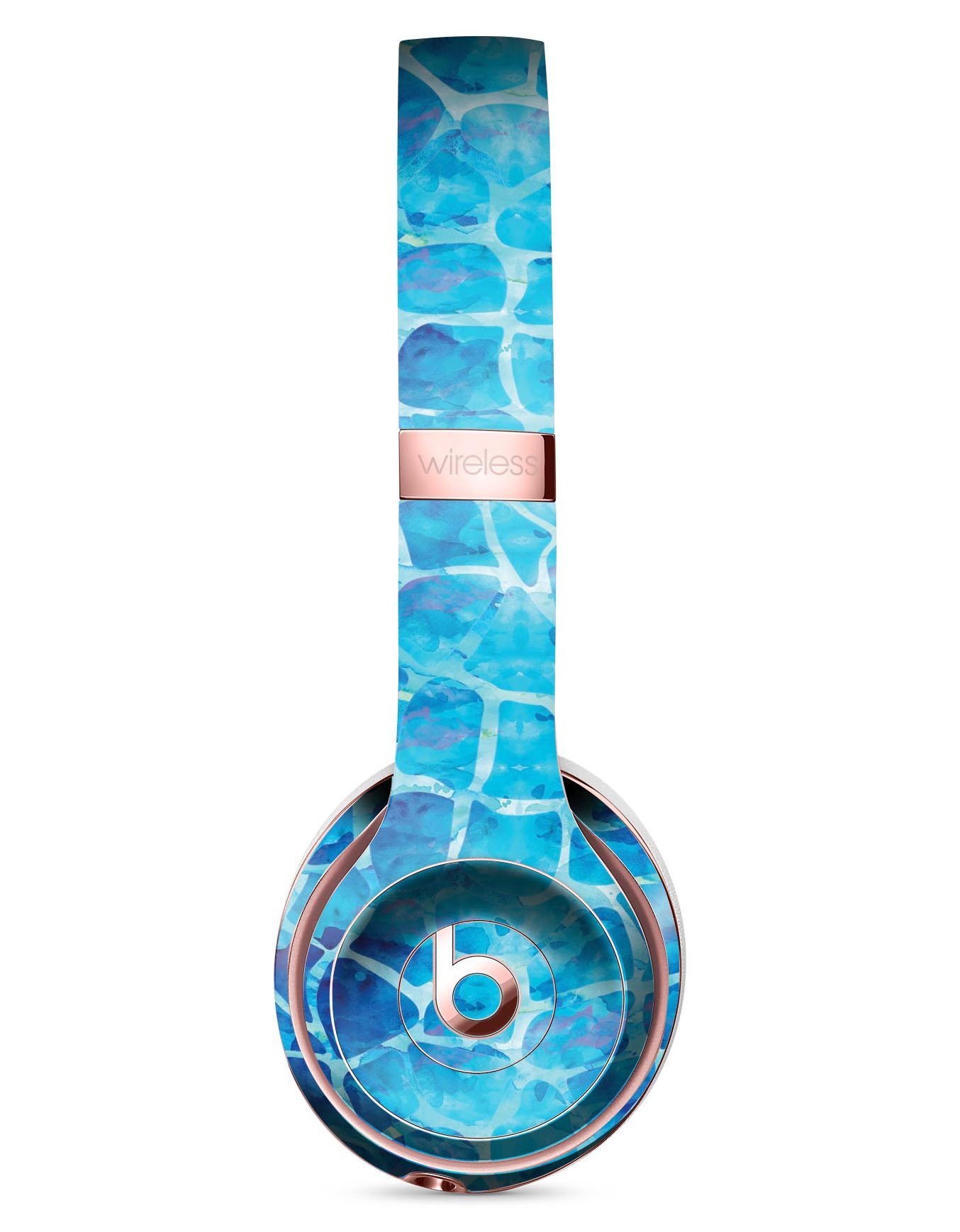 Blue Watercolor Giraffe Pattern Skin Kit for Beats by Dre Solo 3 Wireless Headphones, showcasing vibrant colors and unique design.