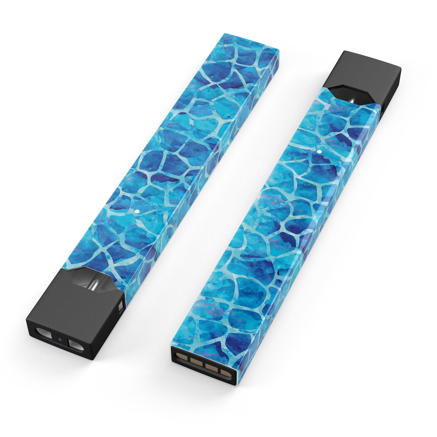Blue Watercolor Giraffe Pattern skin wrap for JUUL device, showcasing vibrant colors and intricate design.