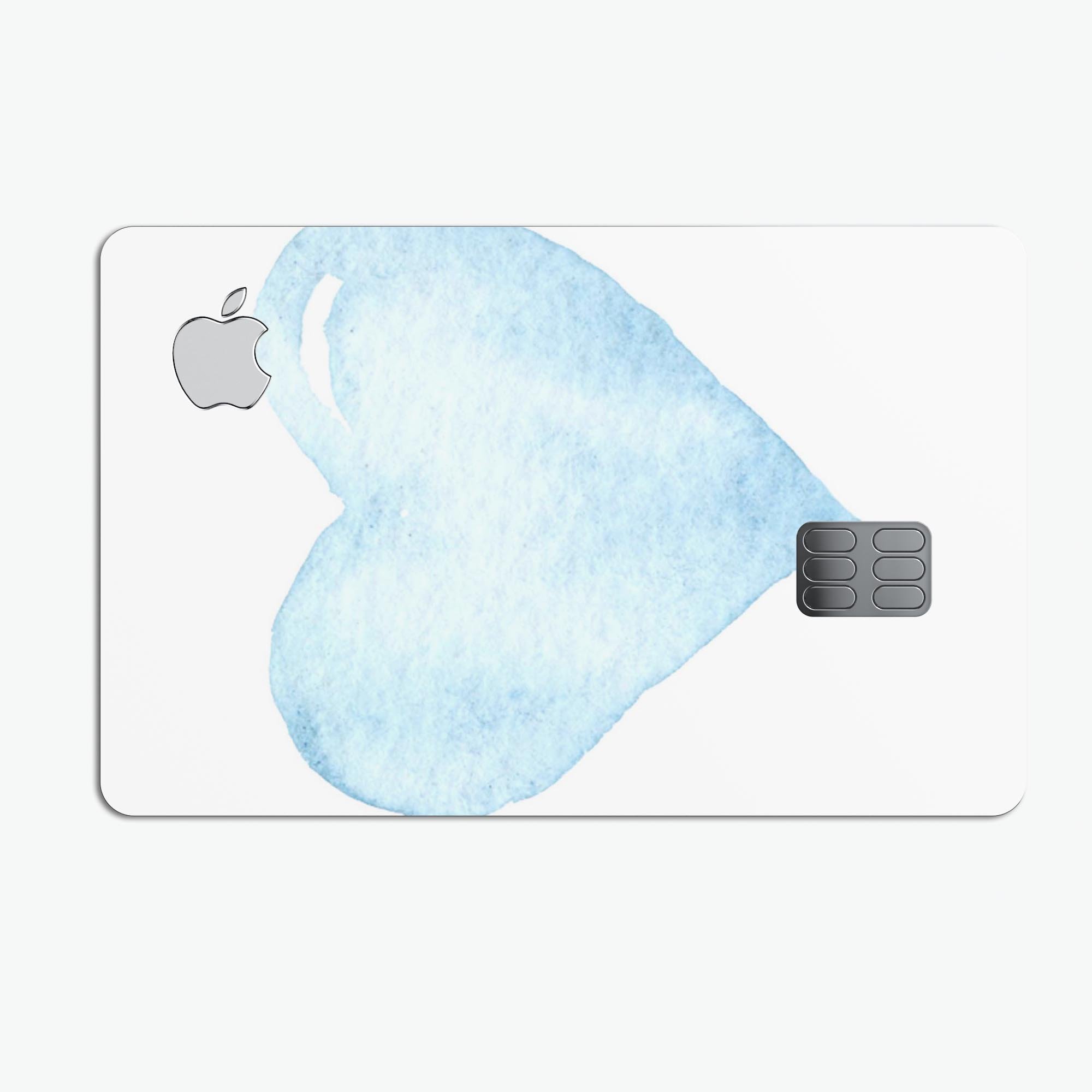 Blue Watercolor Heart decal skin for Apple Card, showcasing vibrant colors and premium vinyl material.