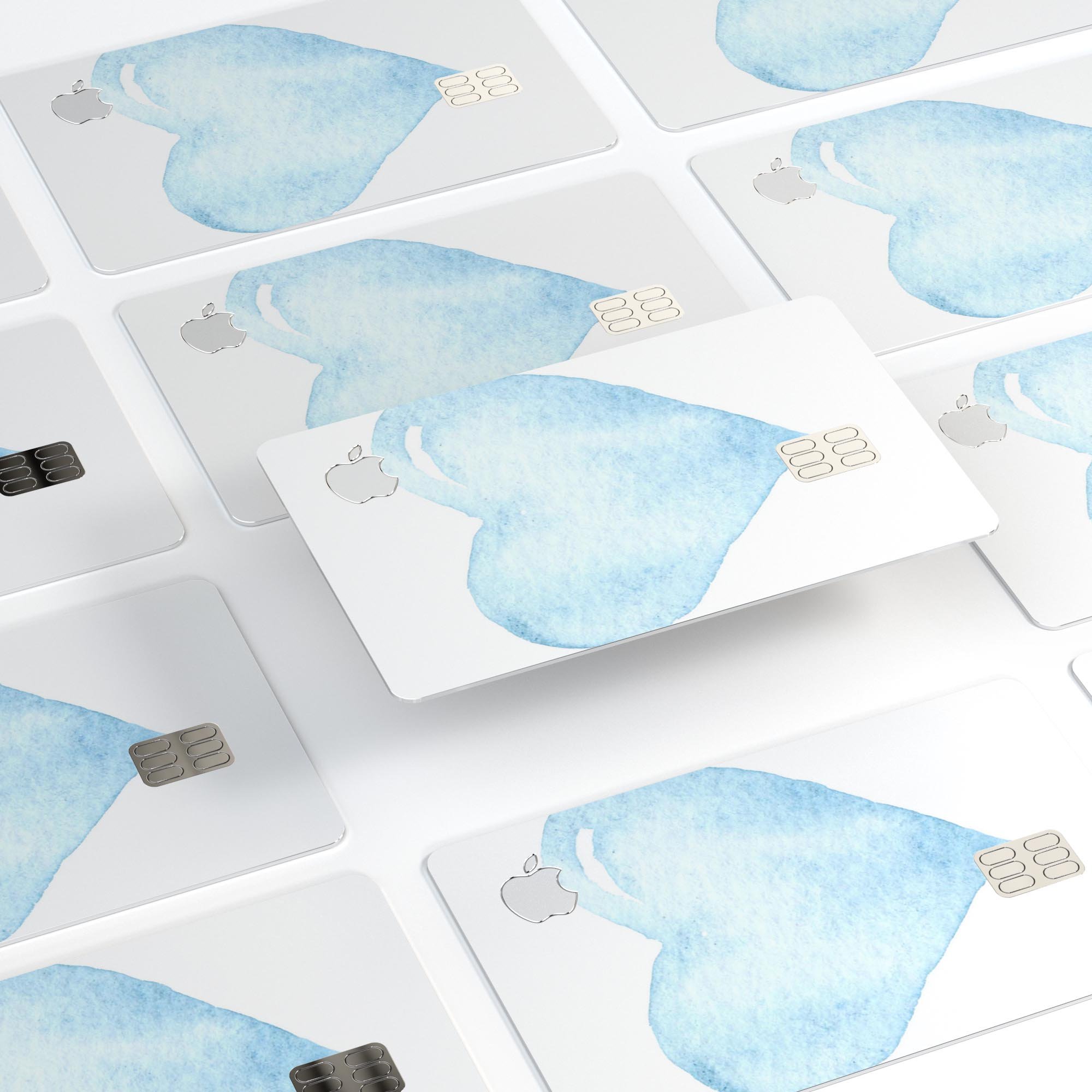 Blue Watercolor Heart decal skin for Apple Card, showcasing vibrant colors and premium vinyl material.