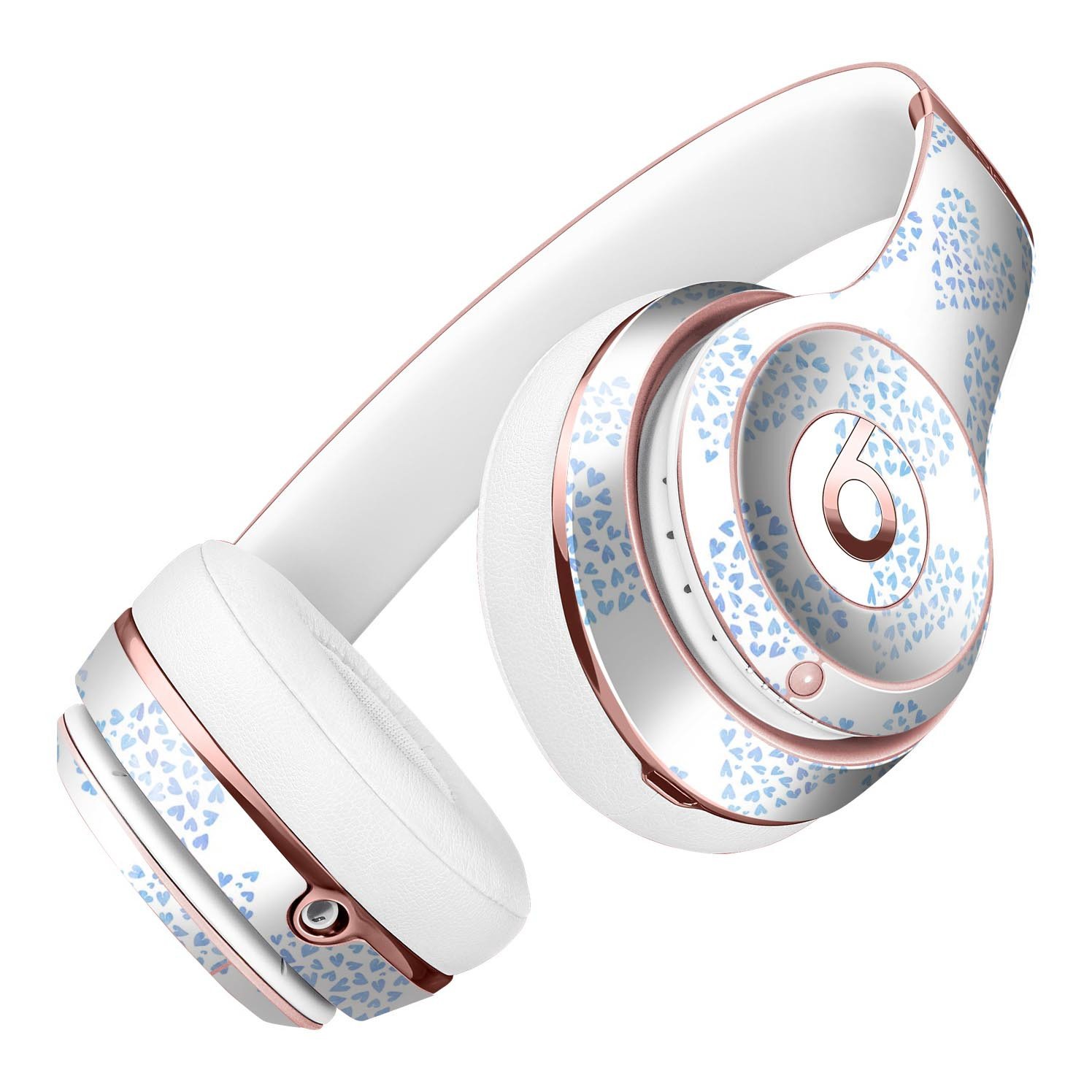 Blue Watercolor Hearts Pattern Skin Kit for Beats by Dre Solo 3 Wireless Headphones, showcasing vibrant colors and stylish design.