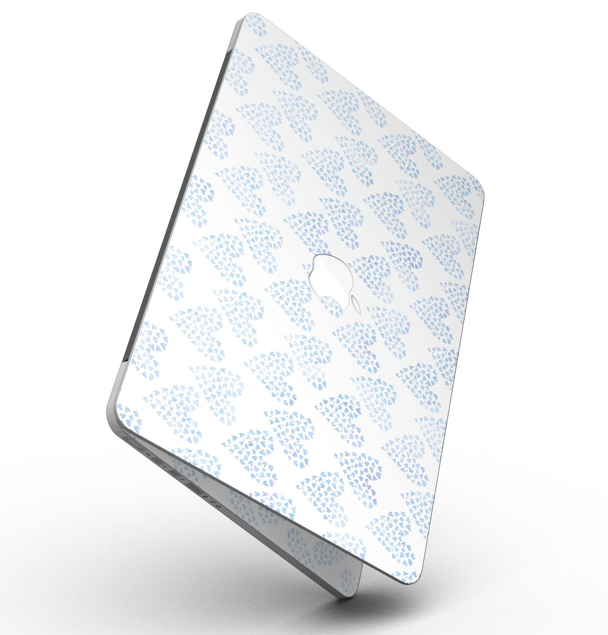 Blue Watercolor Hearts Pattern skin for MacBook Pro with Retina Display, showcasing vibrant heart designs on a sleek vinyl surface.