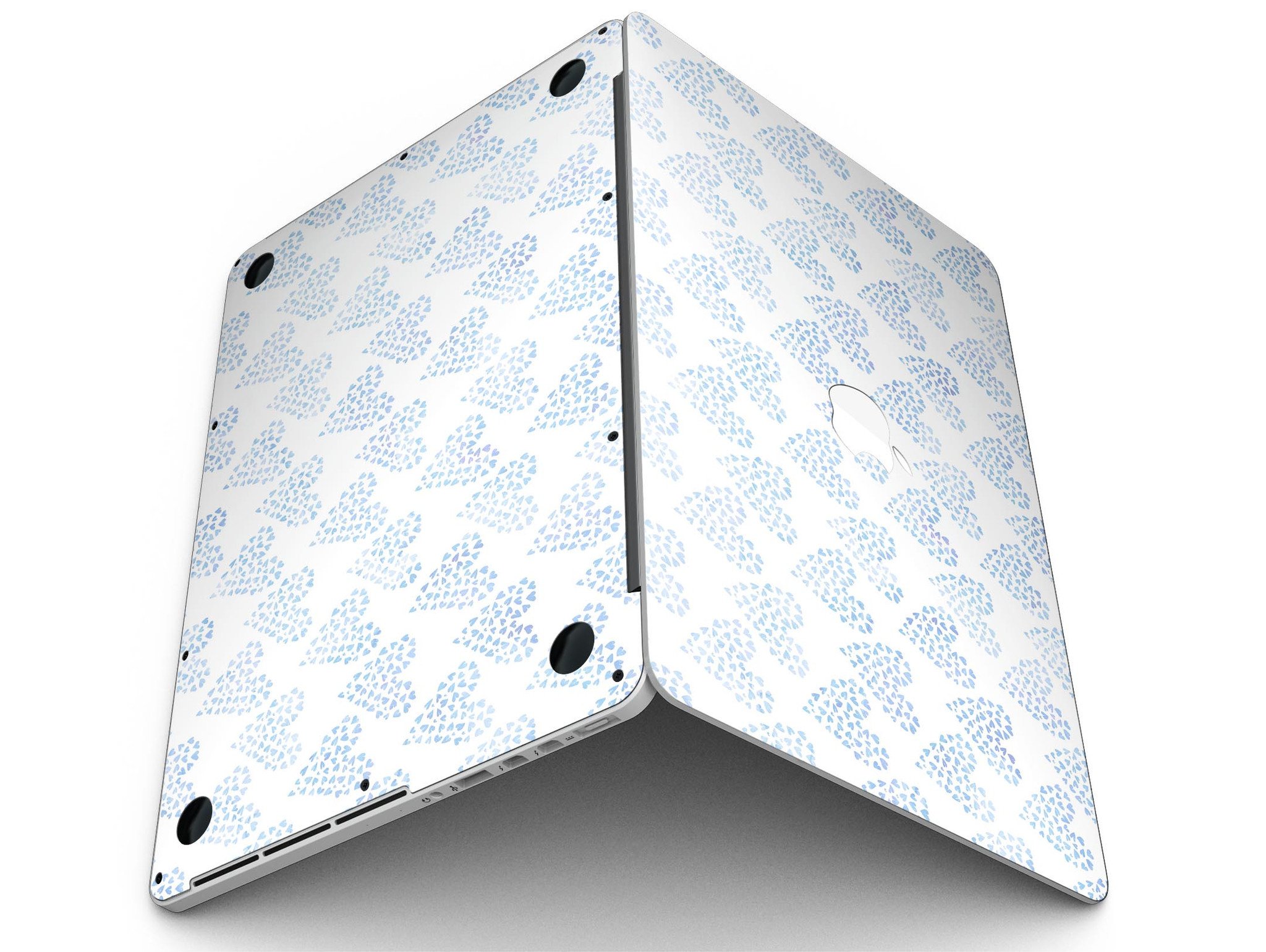 Blue Watercolor Hearts Pattern skin for MacBook Pro with Retina Display, showcasing vibrant heart designs on a sleek vinyl surface.