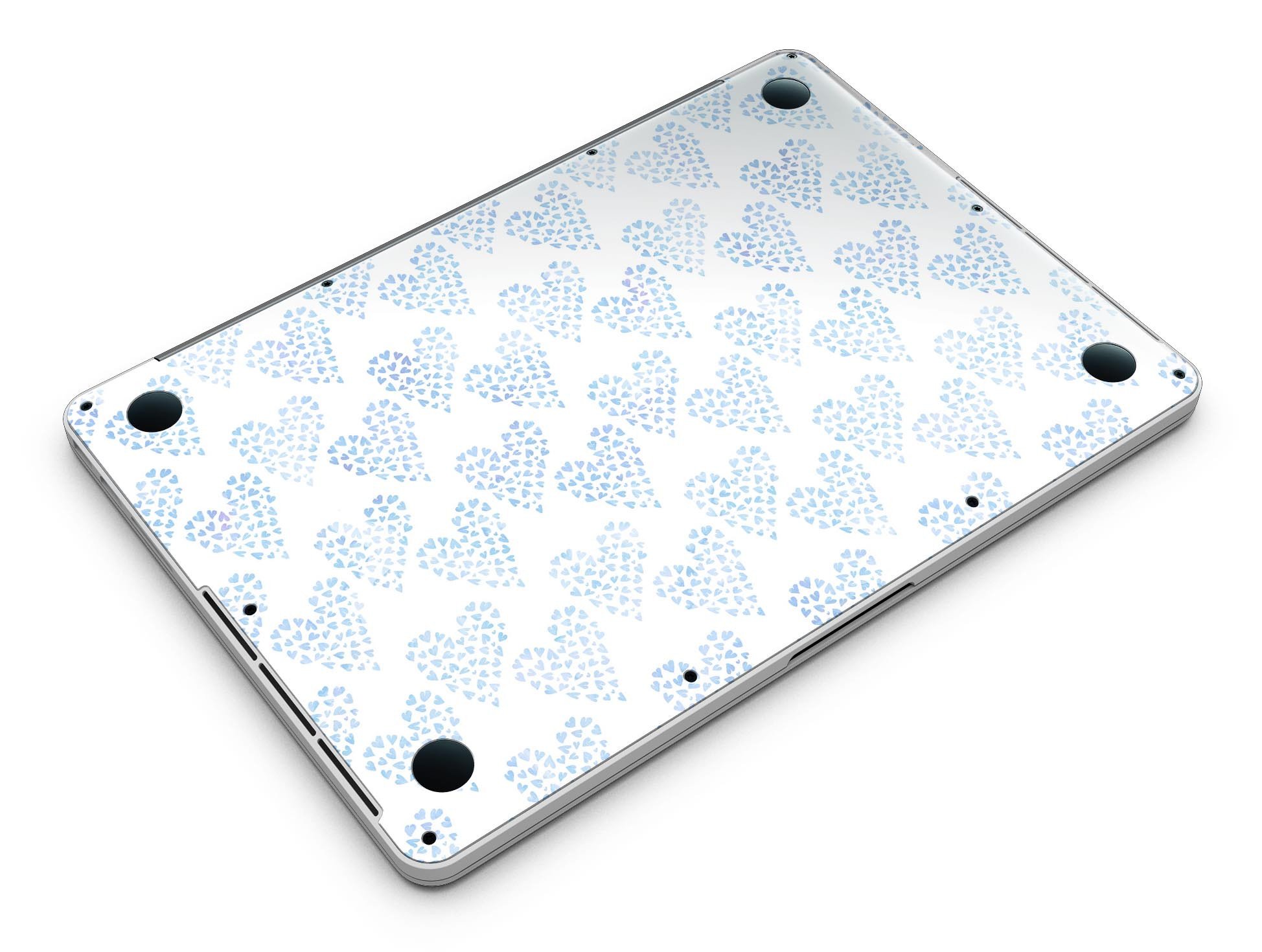 Blue Watercolor Hearts Pattern skin for MacBook Pro with Retina Display, showcasing vibrant heart designs on a sleek vinyl surface.