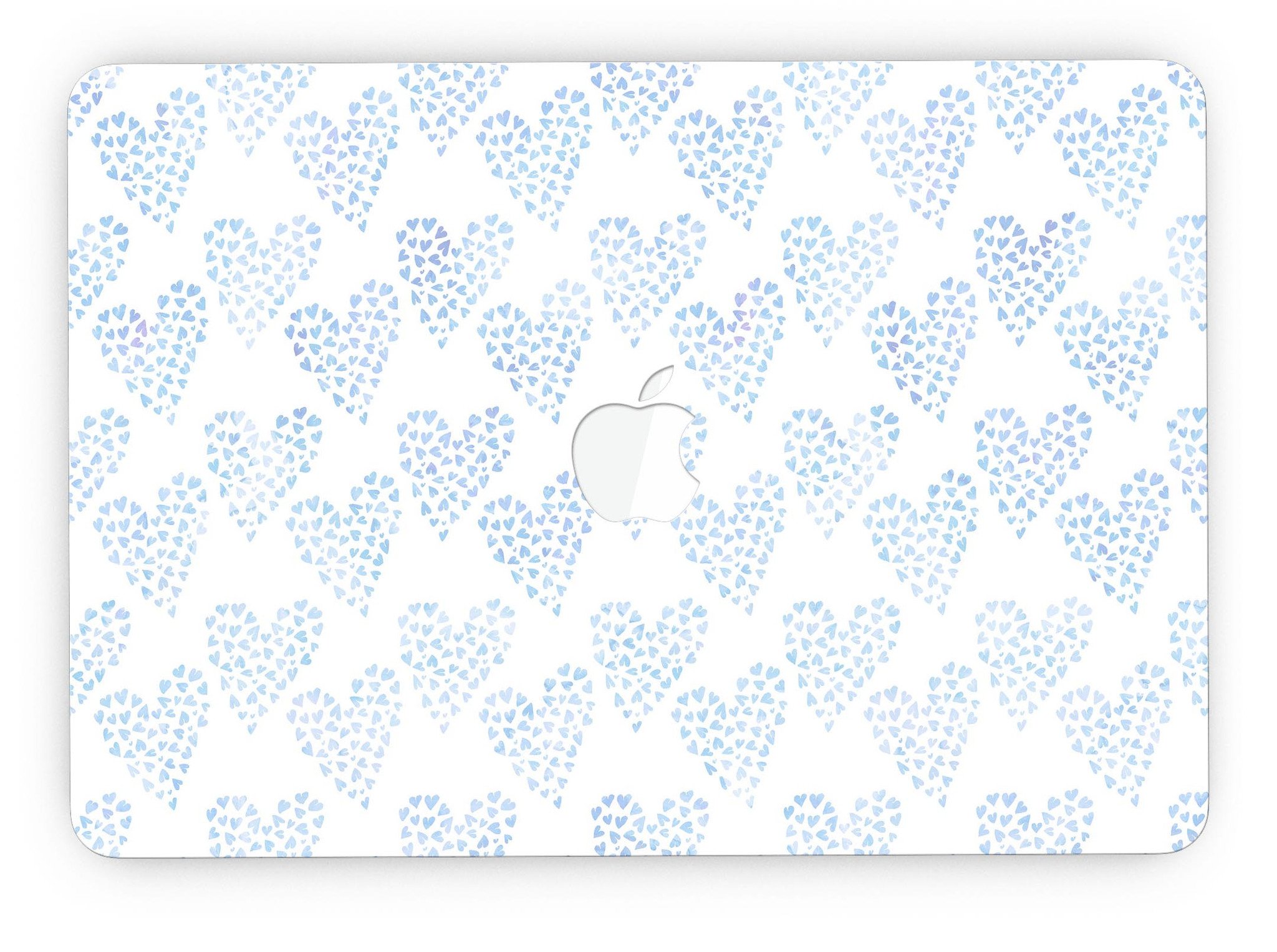 Blue Watercolor Hearts Pattern skin for MacBook Pro with Retina Display, showcasing vibrant heart designs on a sleek vinyl surface.