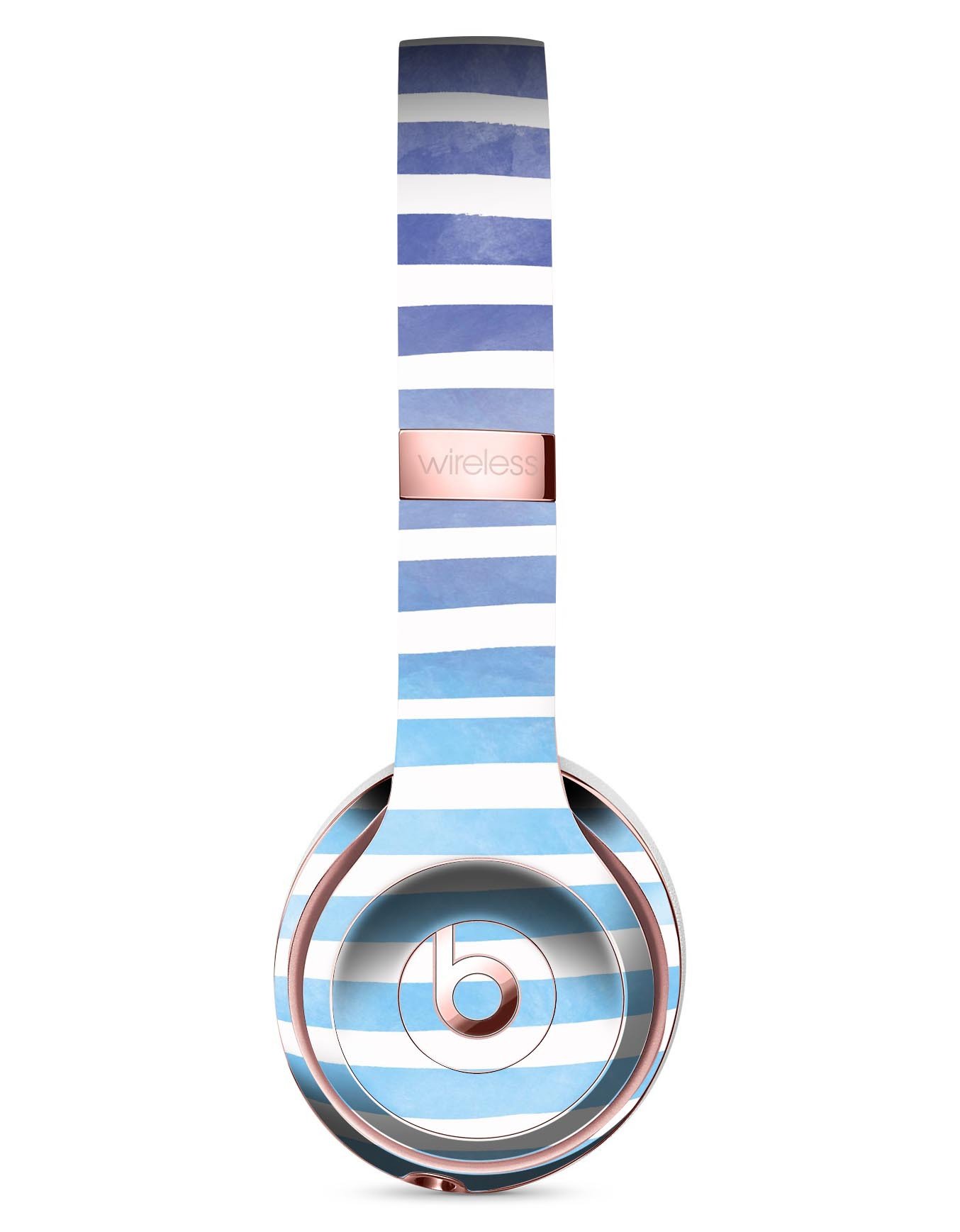 Blue WaterColor Ombre Stripes Skin Kit for Beats by Dre Solo 3 Wireless Headphones, showcasing vibrant colors and sleek design.