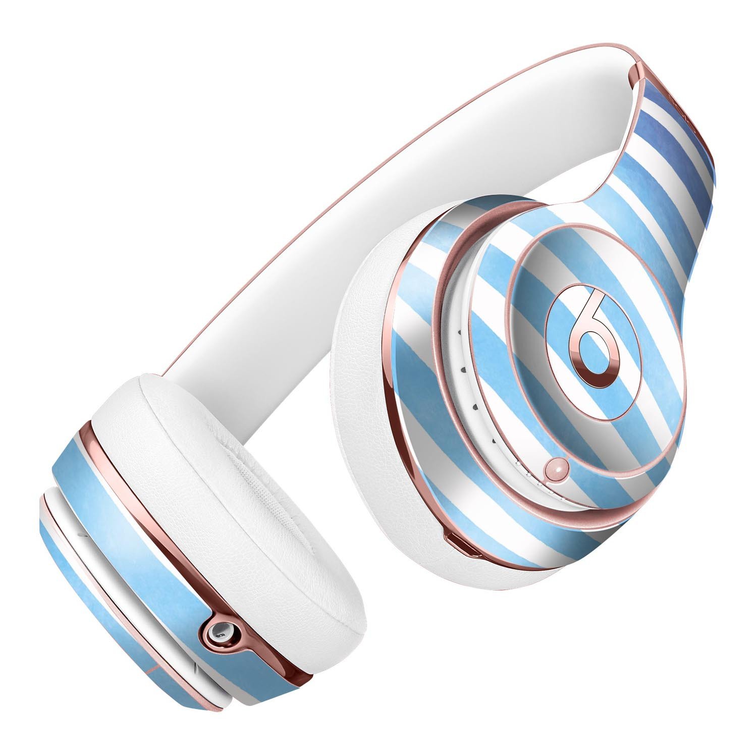 Blue WaterColor Ombre Stripes Skin Kit for Beats by Dre Solo 3 Wireless Headphones, showcasing vibrant colors and sleek design.