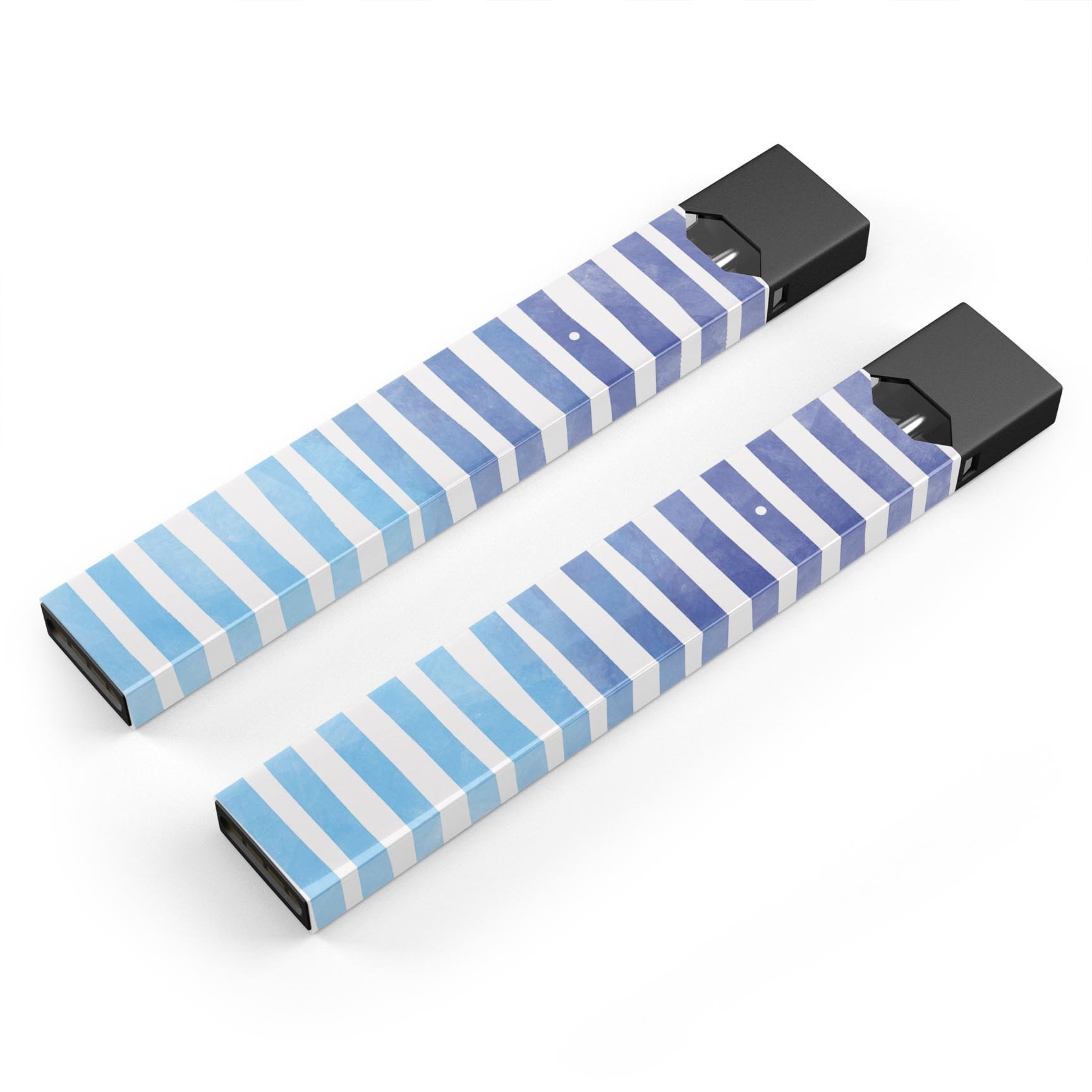 Blue WaterColor Ombre Stripes skin-wrap for JUUL device, showcasing vibrant colors and precise cut for a perfect fit.