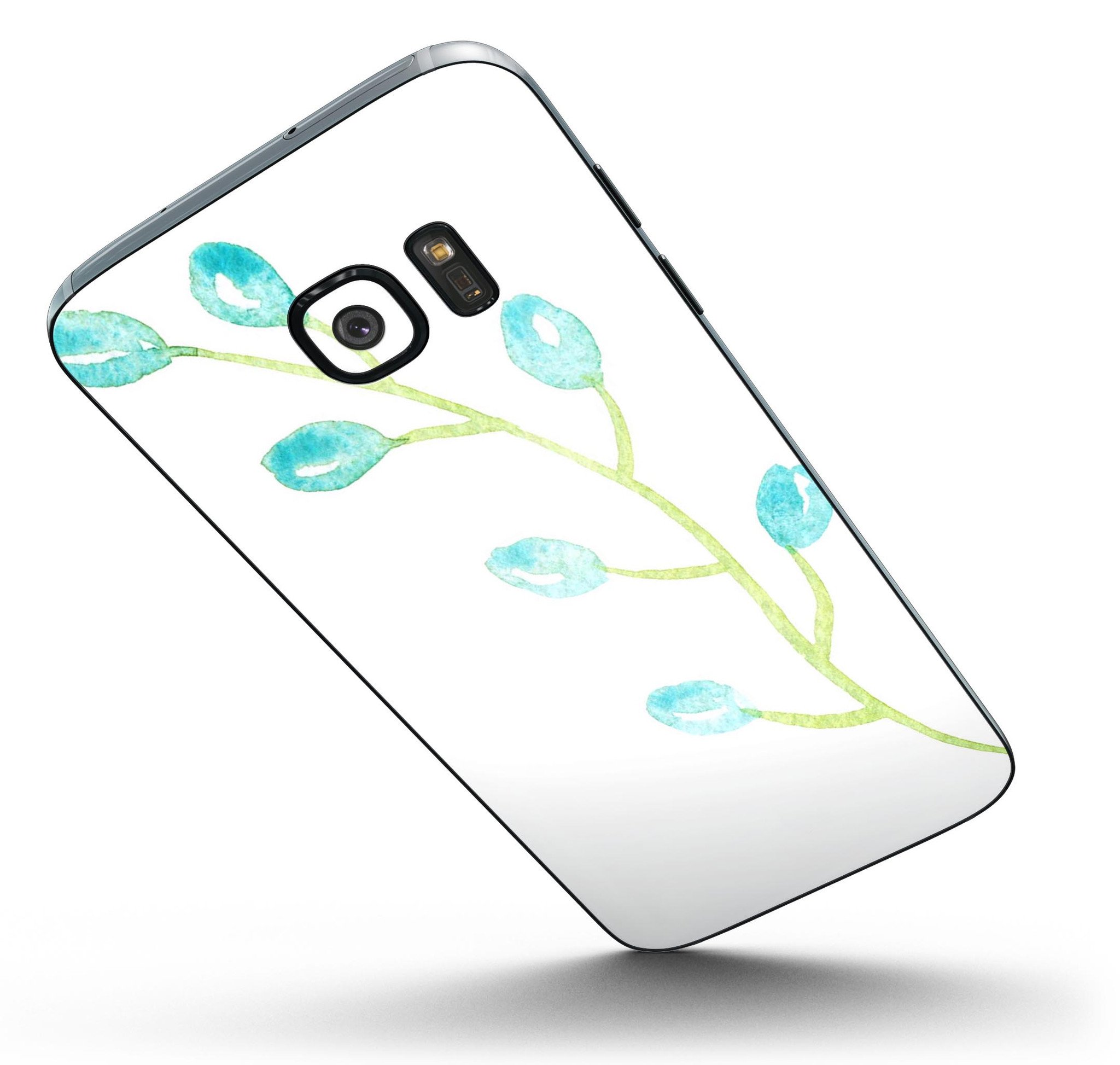 Blue Watercolor Full Body Skin-Kit for Samsung Galaxy S7 and S7 Edge, showcasing vibrant colors and premium vinyl material.