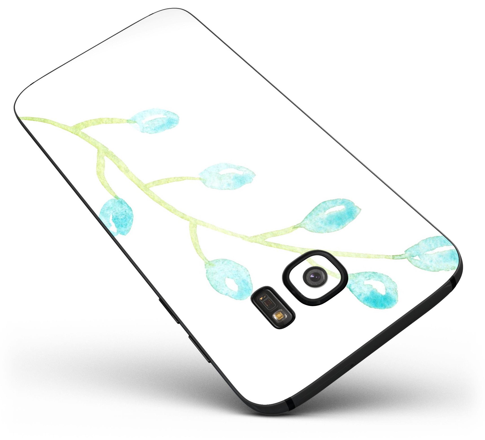 Blue Watercolor Full Body Skin-Kit for Samsung Galaxy S7 and S7 Edge, showcasing vibrant colors and premium vinyl material.