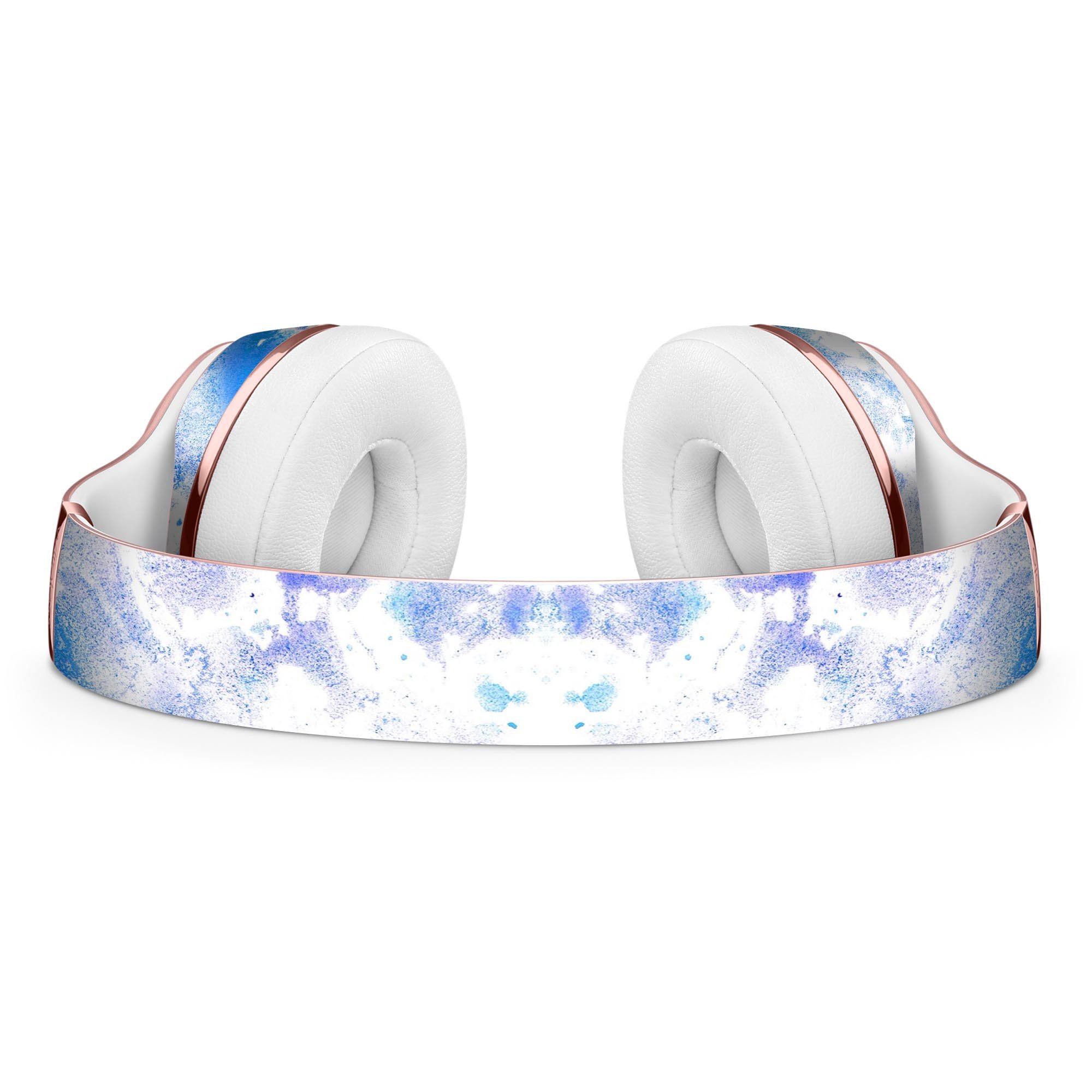 Blue watercolor skin kit for Beats by Dre Solo 3 Wireless headphones, showcasing vibrant colors and a sleek design.