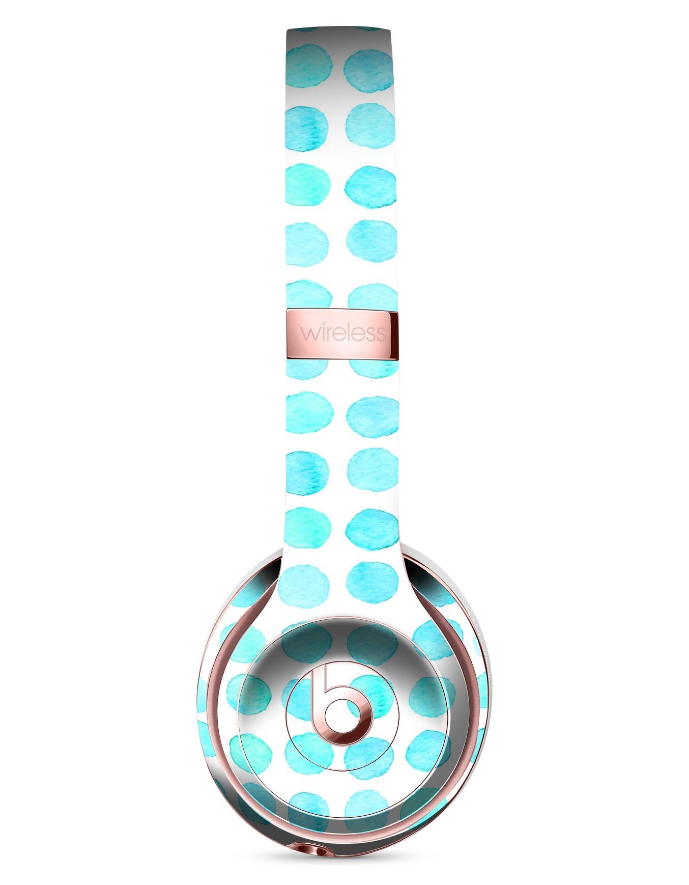 Blue Watercolor Polka Dots Full-Body Skin Kit designed for Beats by Dre Solo 3 Wireless Headphones, showcasing vibrant colors and stylish patterns.