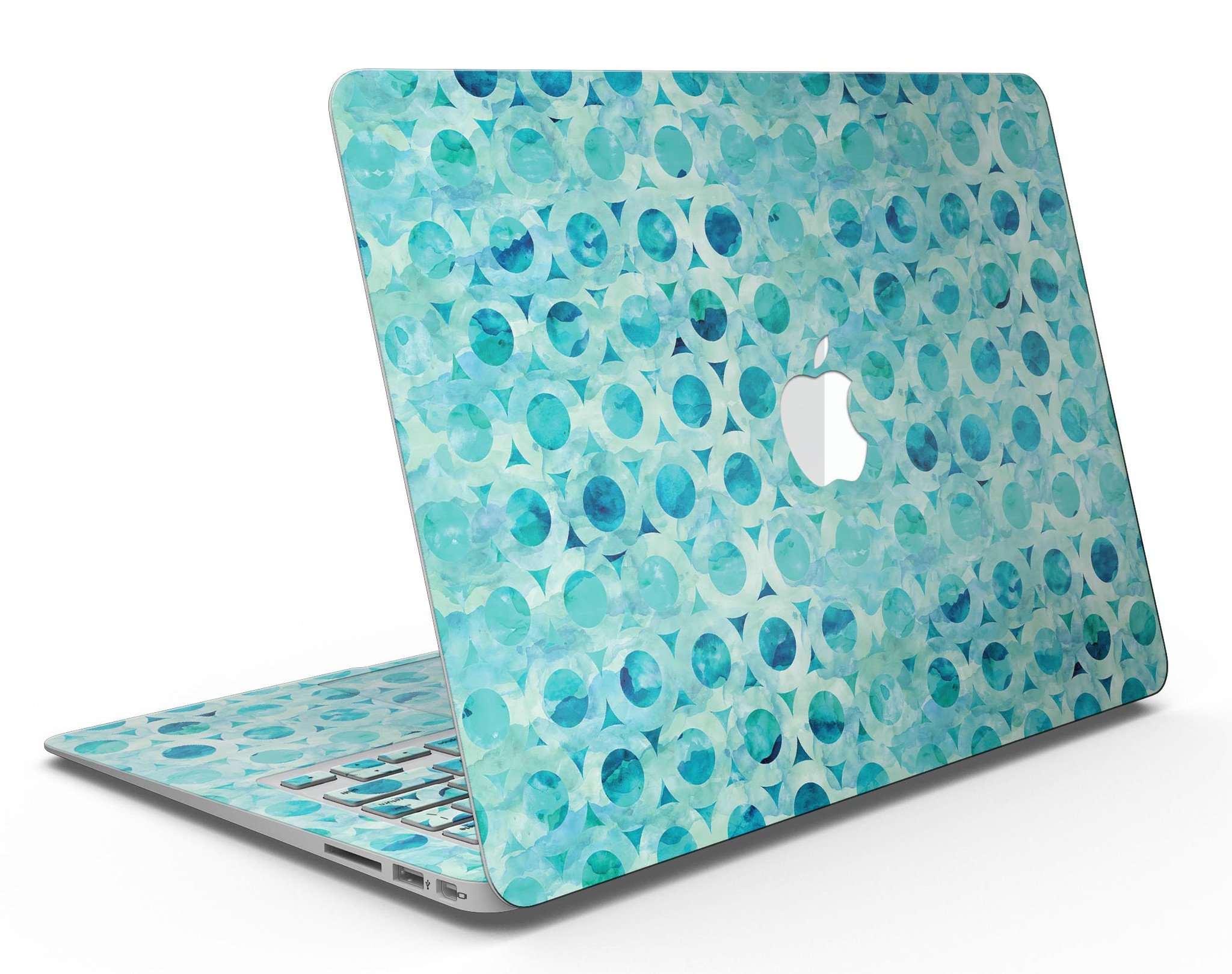 Blue Watercolor Ring Pattern skin for MacBook Air, showcasing vibrant colors and a sleek design.