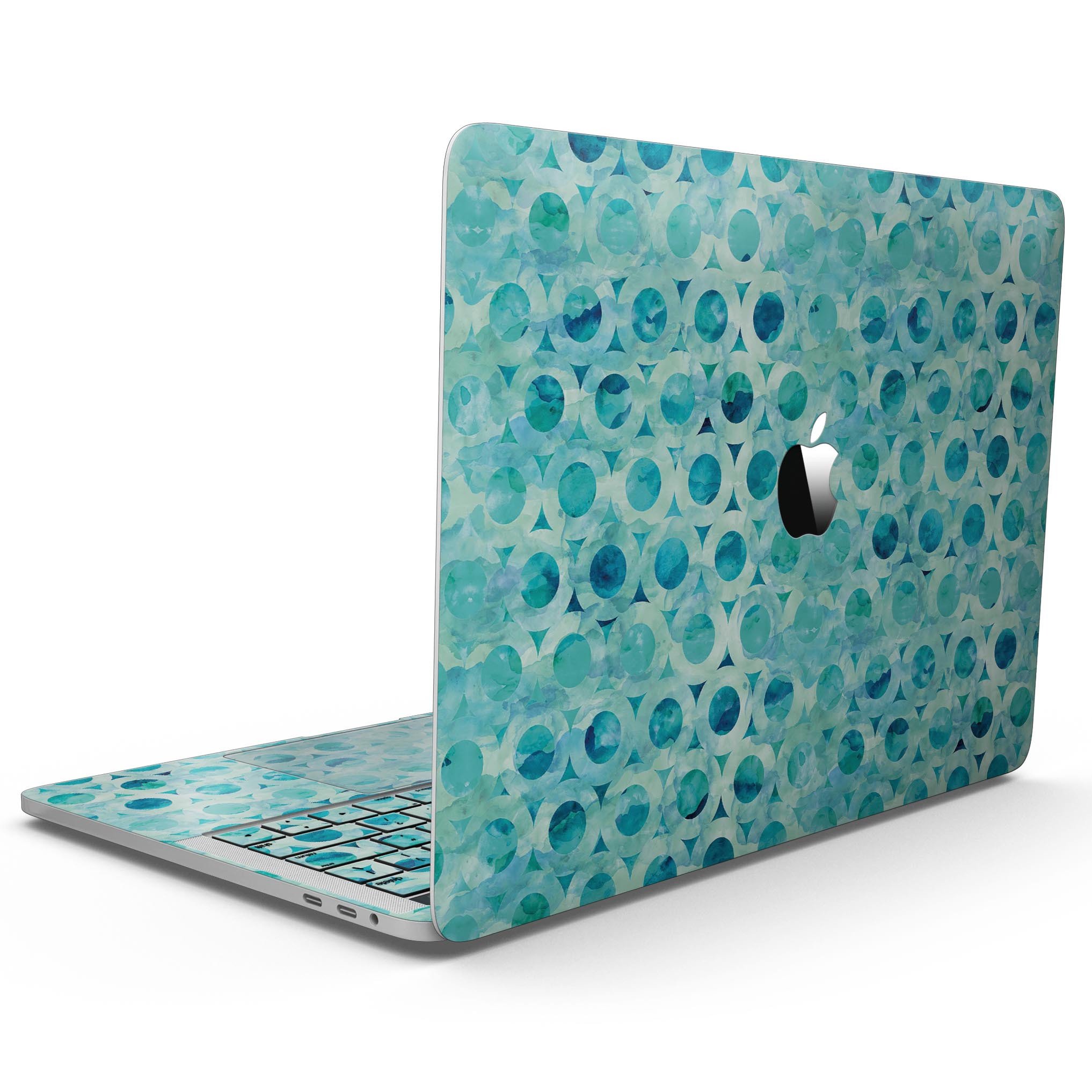 Blue Watercolor Ring Pattern skin for MacBook Pro with Touch Bar, showcasing vibrant colors and a stylish design.