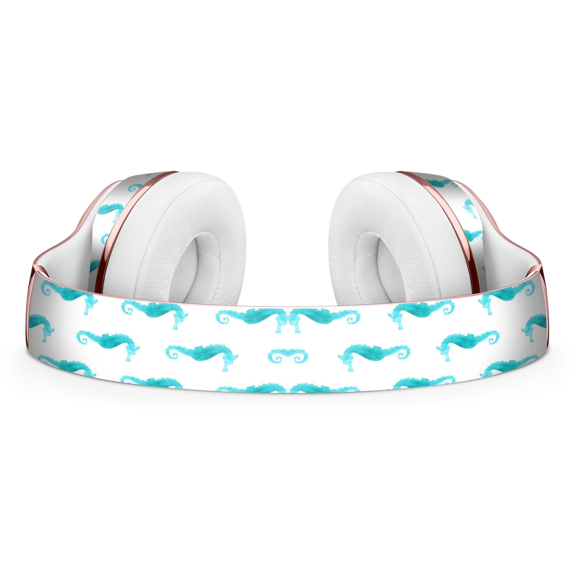 Blue Watercolor Seahorses Skin Kit for Beats by Dre Solo 3 Wireless Headphones, showcasing vibrant seahorse design.