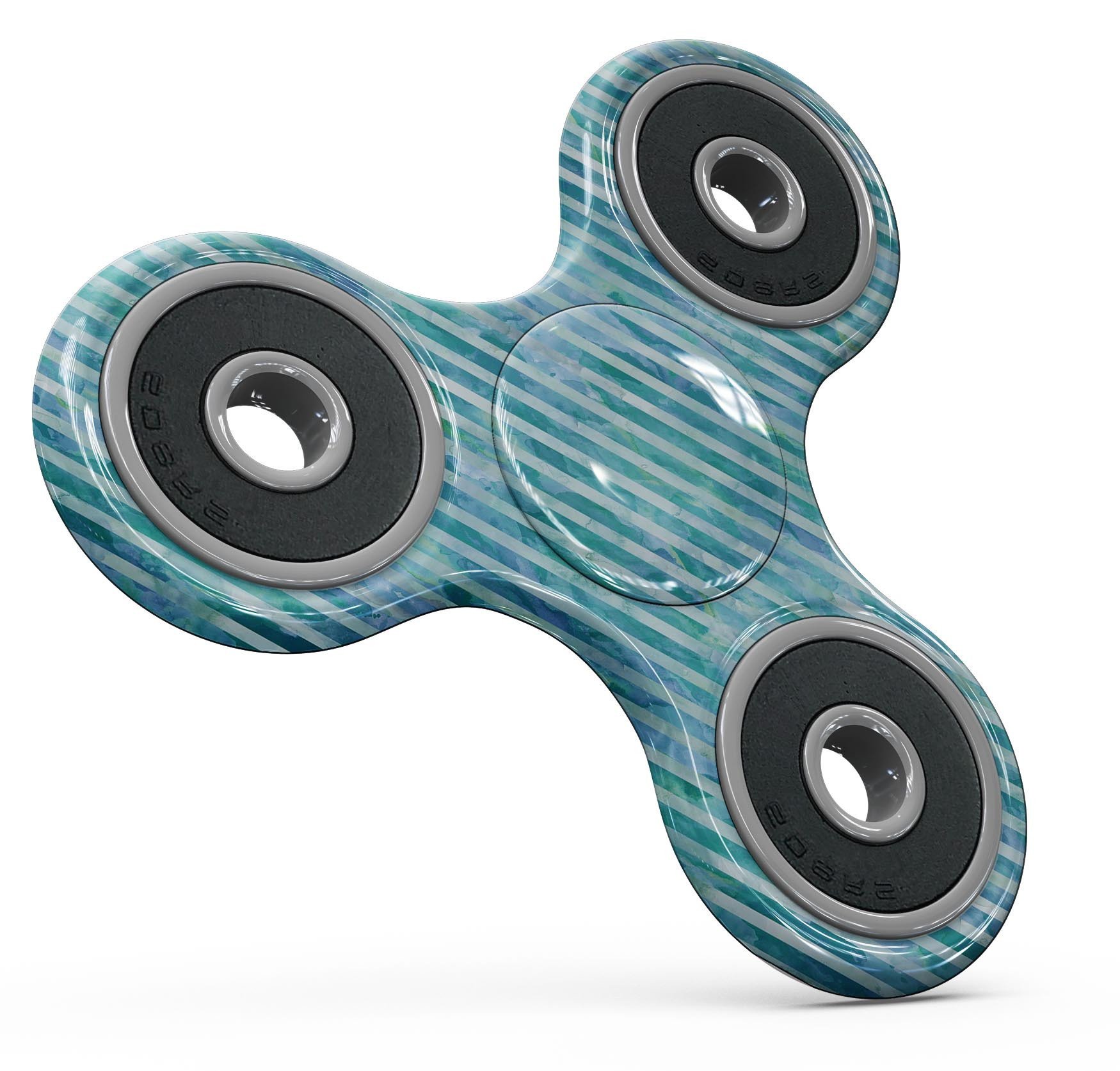 Blue Watercolor Stripes Full-Body Skin-Kit for fidget spinner, showcasing vibrant colors and a stylish design.