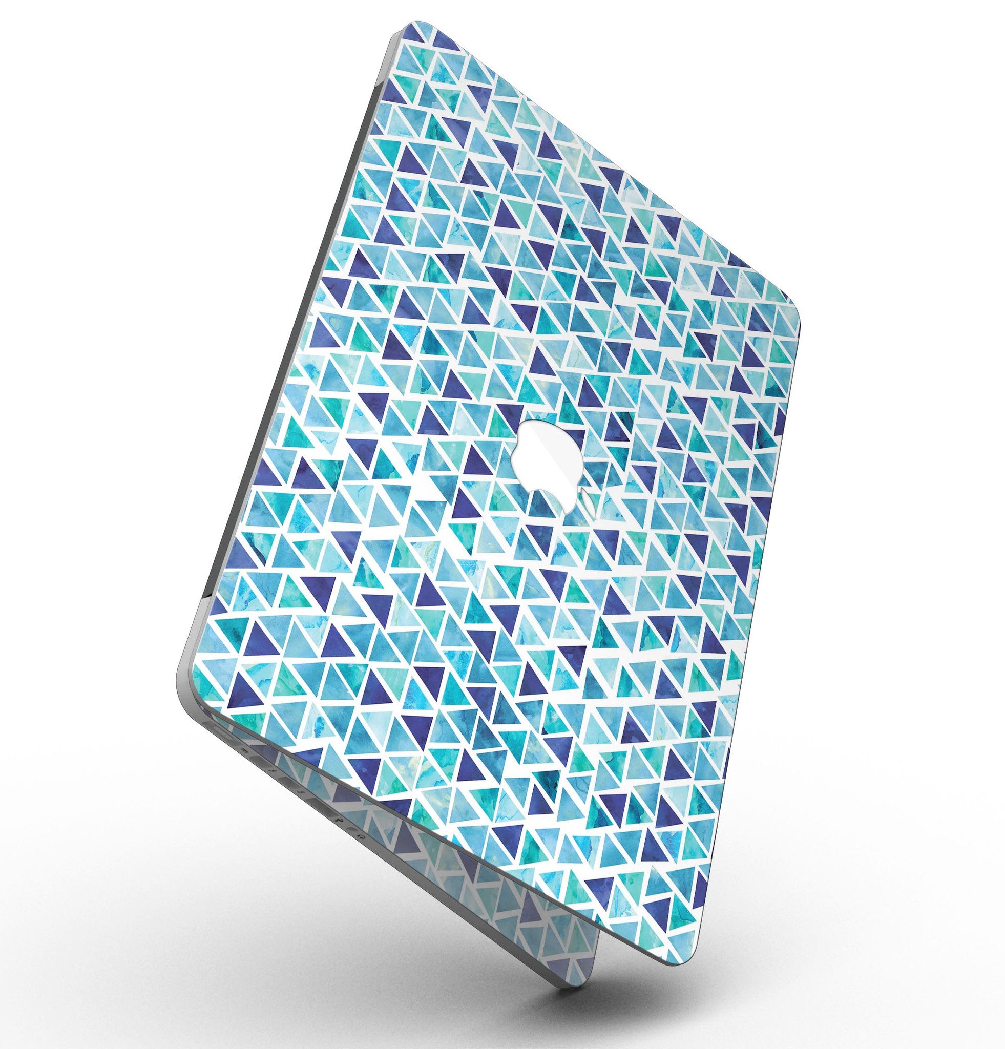 Blue Watercolor Triangle Pattern skin for MacBook Pro with Retina Display, showcasing vibrant colors and unique design.