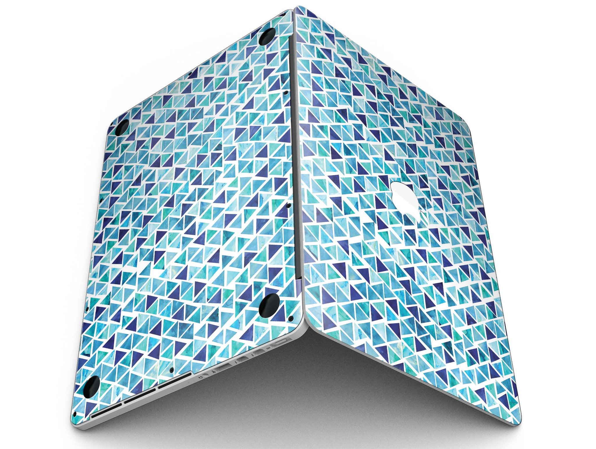 Blue Watercolor Triangle Pattern skin for MacBook Pro with Retina Display, showcasing vibrant colors and unique design.