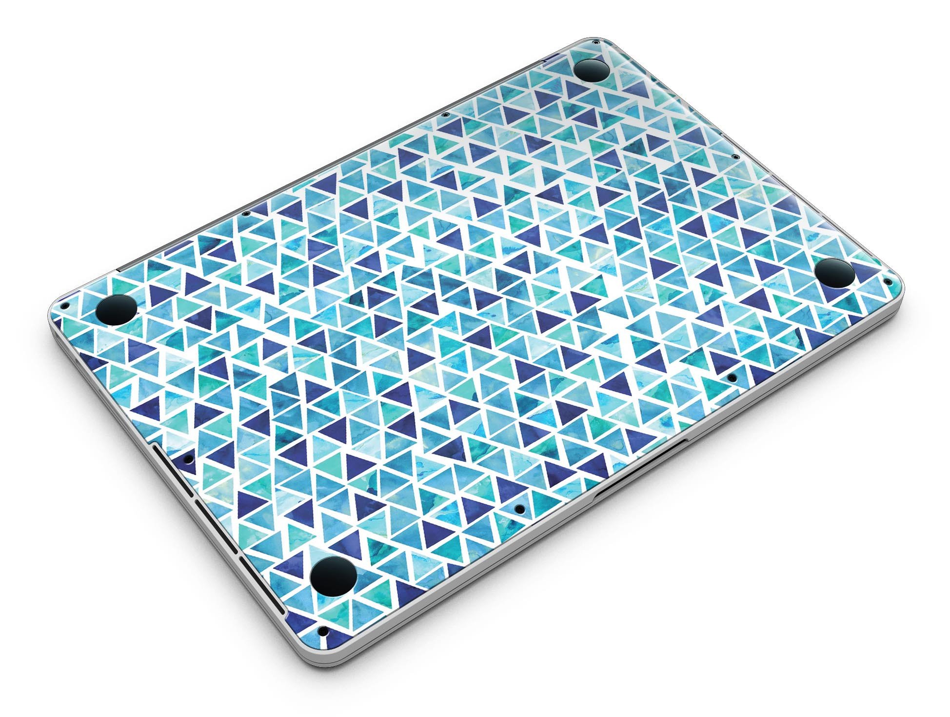 Blue Watercolor Triangle Pattern skin for MacBook Pro with Retina Display, showcasing vibrant colors and unique design.