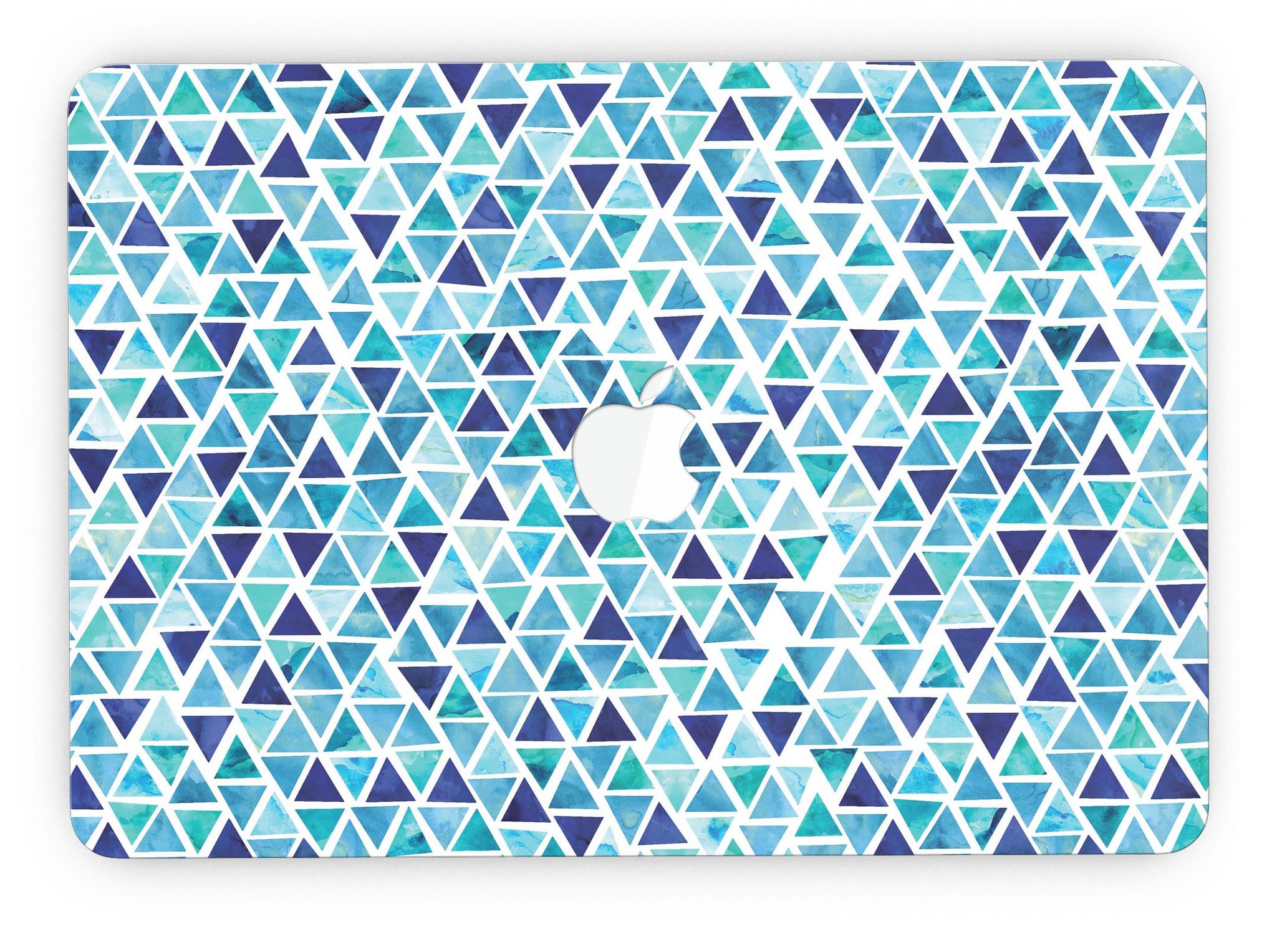 Blue Watercolor Triangle Pattern skin for MacBook Pro with Retina Display, showcasing vibrant colors and unique design.