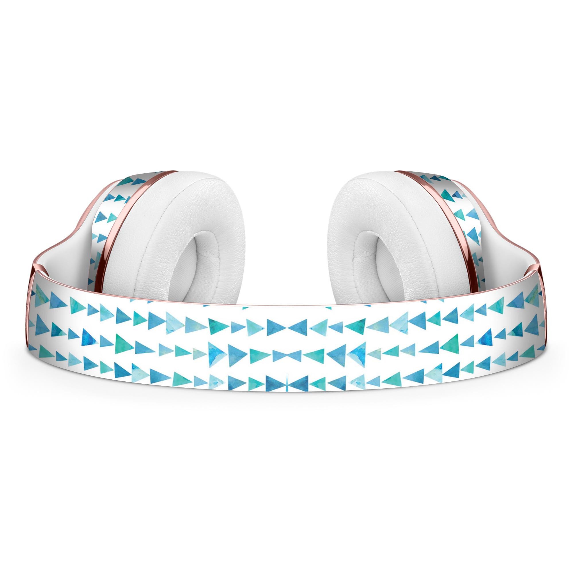 Blue Watercolor Triangle Pattern V2 skin kit for Beats by Dre Solo 3 Wireless Headphones, showcasing vibrant colors and precise cut.
