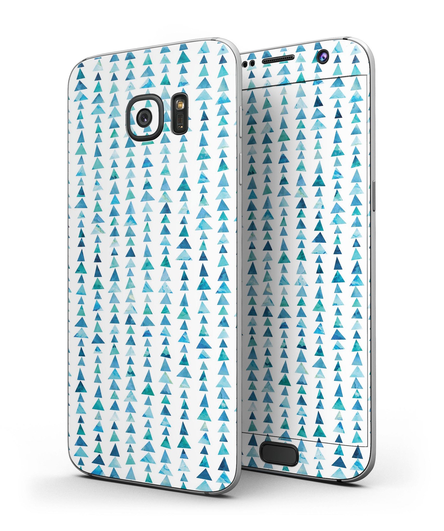 Samsung Galaxy S7/S7 Edge with Blue Waves and Tiny Polka Dots Skin-Kit, showcasing vibrant colors and stylish design.