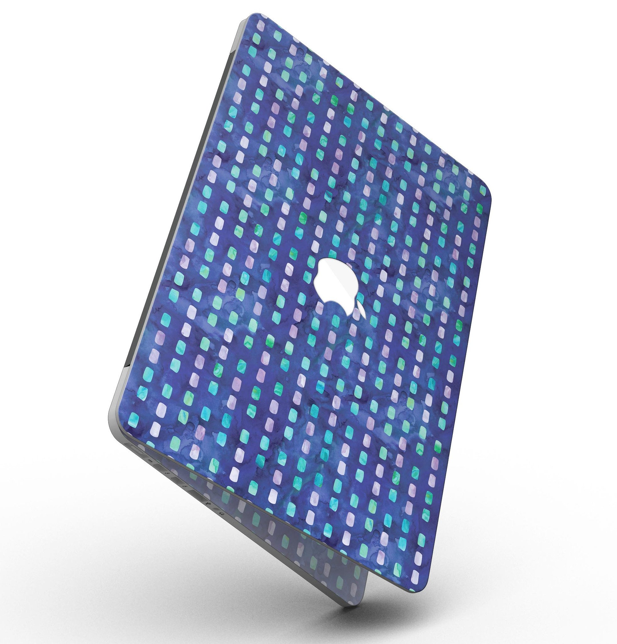 Stylish Blue with Purple and Aqua Strokes Pattern skin for MacBook Pro with Retina Display, showcasing vibrant colors and sleek design.