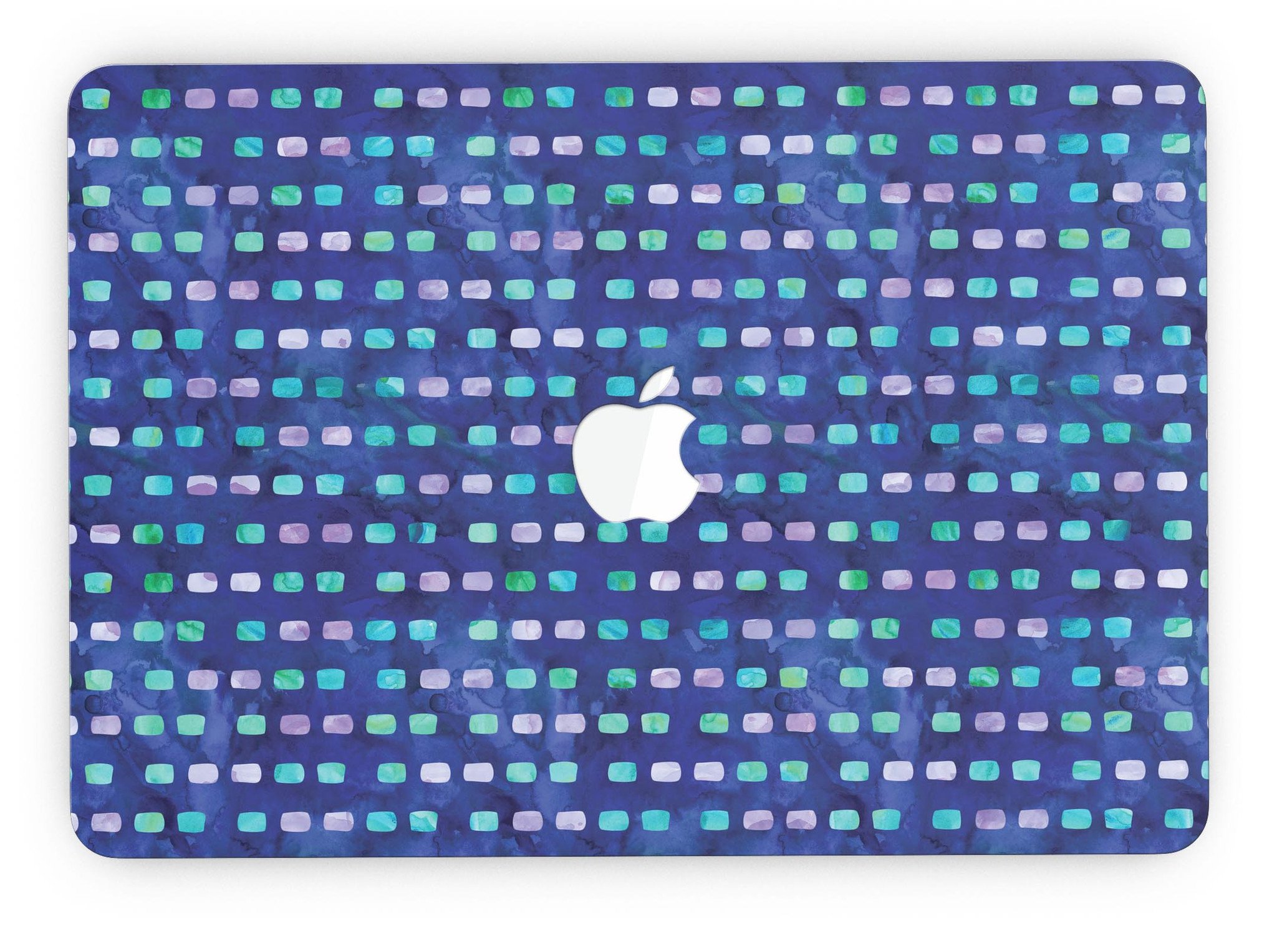 Stylish Blue with Purple and Aqua Strokes Pattern skin for MacBook Pro with Retina Display, showcasing vibrant colors and sleek design.