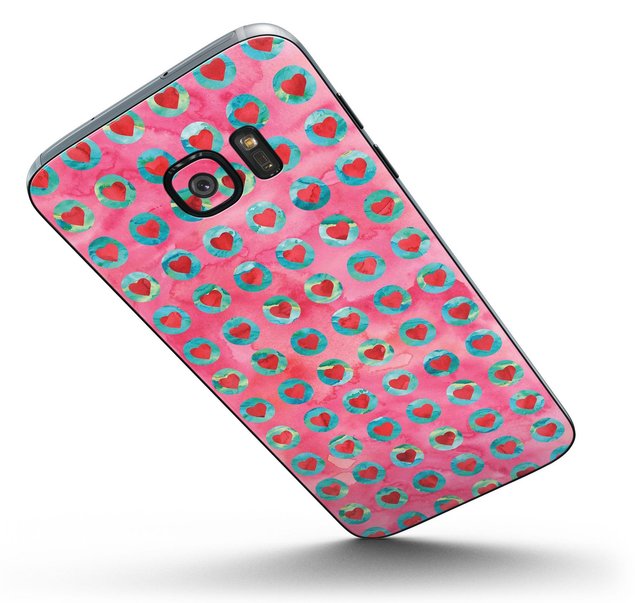 Blue-Green Watercolor Leopard Pattern skin for Samsung Galaxy S7 and S7 Edge, showcasing vibrant colors and stylish design.