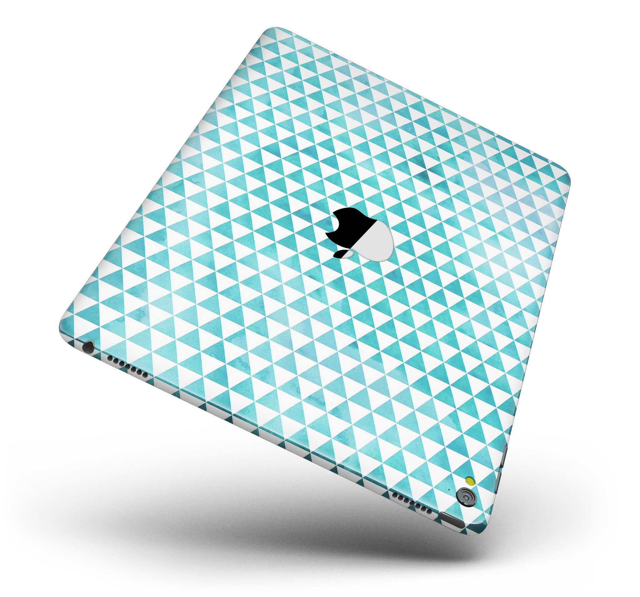 Blue-Green Watercolor Triangle Pattern skin for iPad Pro, showcasing vibrant colors and a full body design.