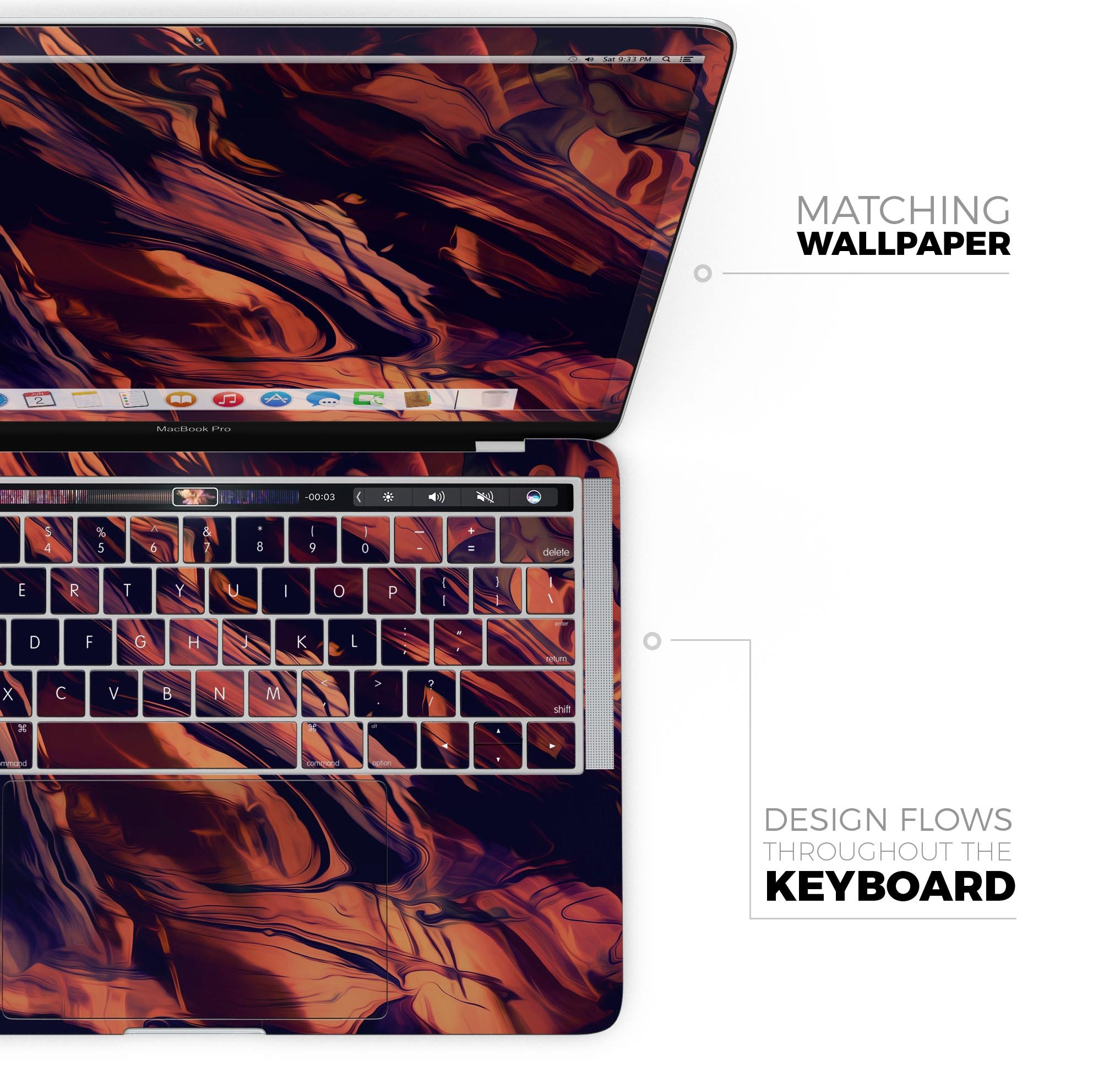 Blurred Abstract Flow V11 skin decal wrap kit for MacBook, showcasing a stylish design with a soft-matte finish.