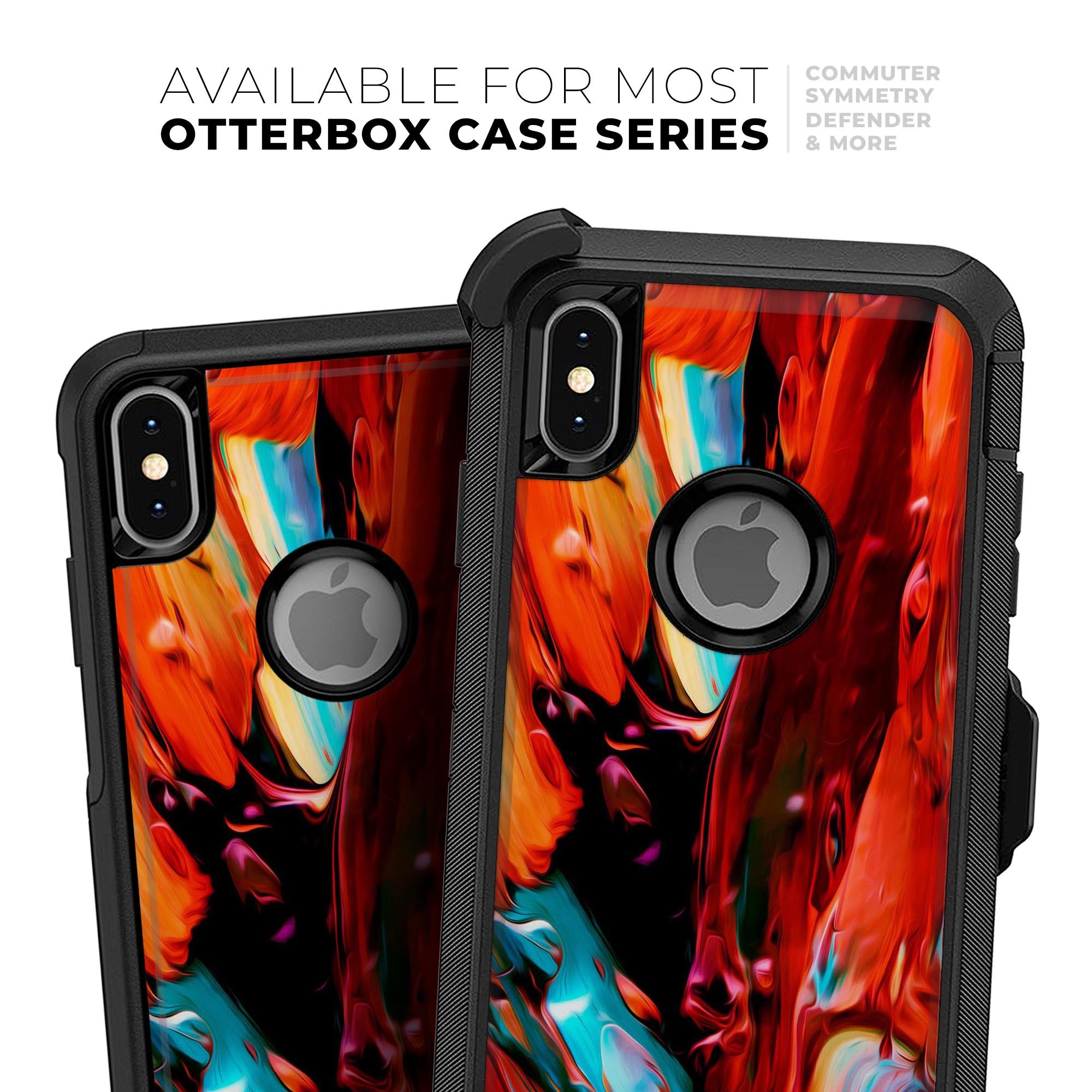 Blurred Abstract Flow V1 Skin Kit designed for iPhone OtterBox cases, showcasing vibrant abstract patterns and ultra-thin protection.