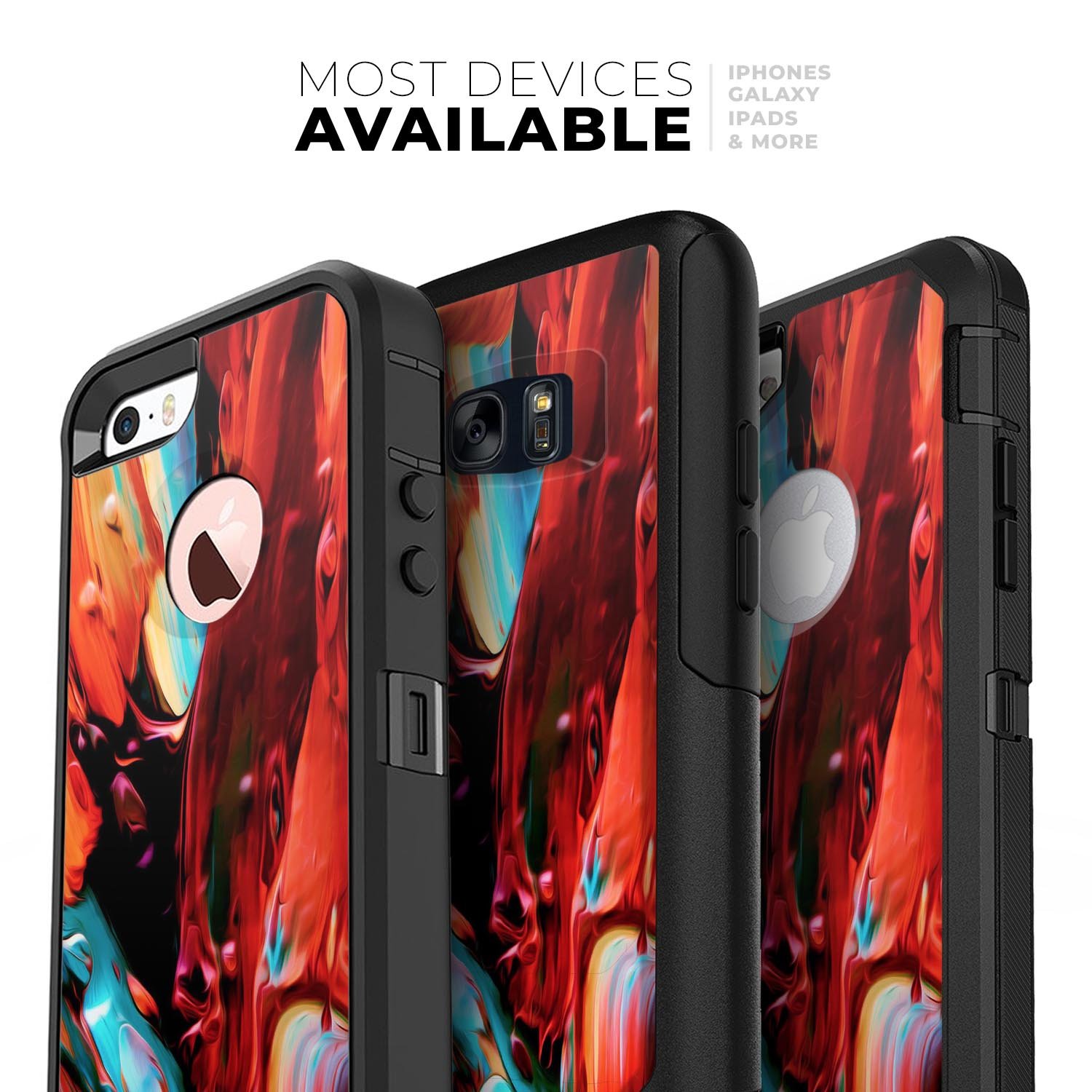 Blurred Abstract Flow V1 Skin Kit designed for iPhone OtterBox cases, showcasing vibrant abstract patterns and ultra-thin protection.