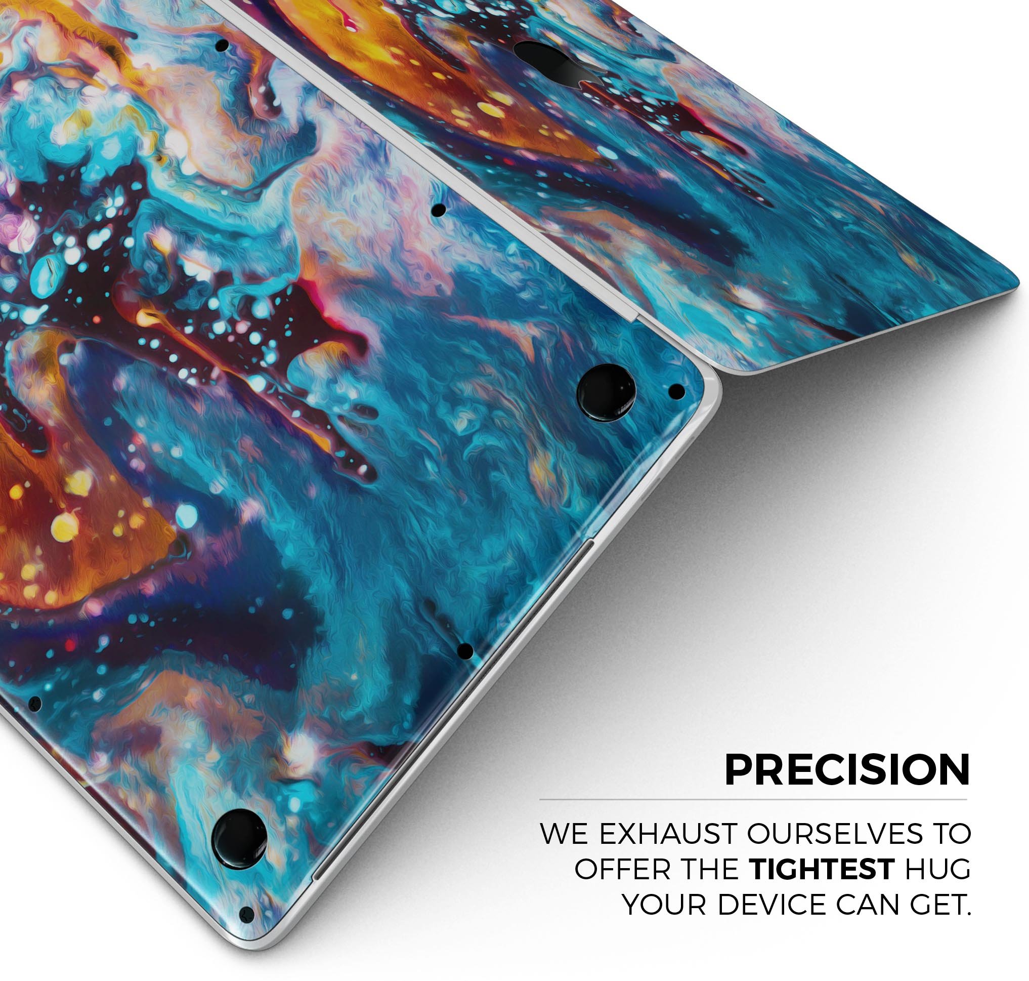 Blurred Abstract Flow V12 skin decal wrap kit for Apple MacBook, showcasing vibrant colors and a sleek design.