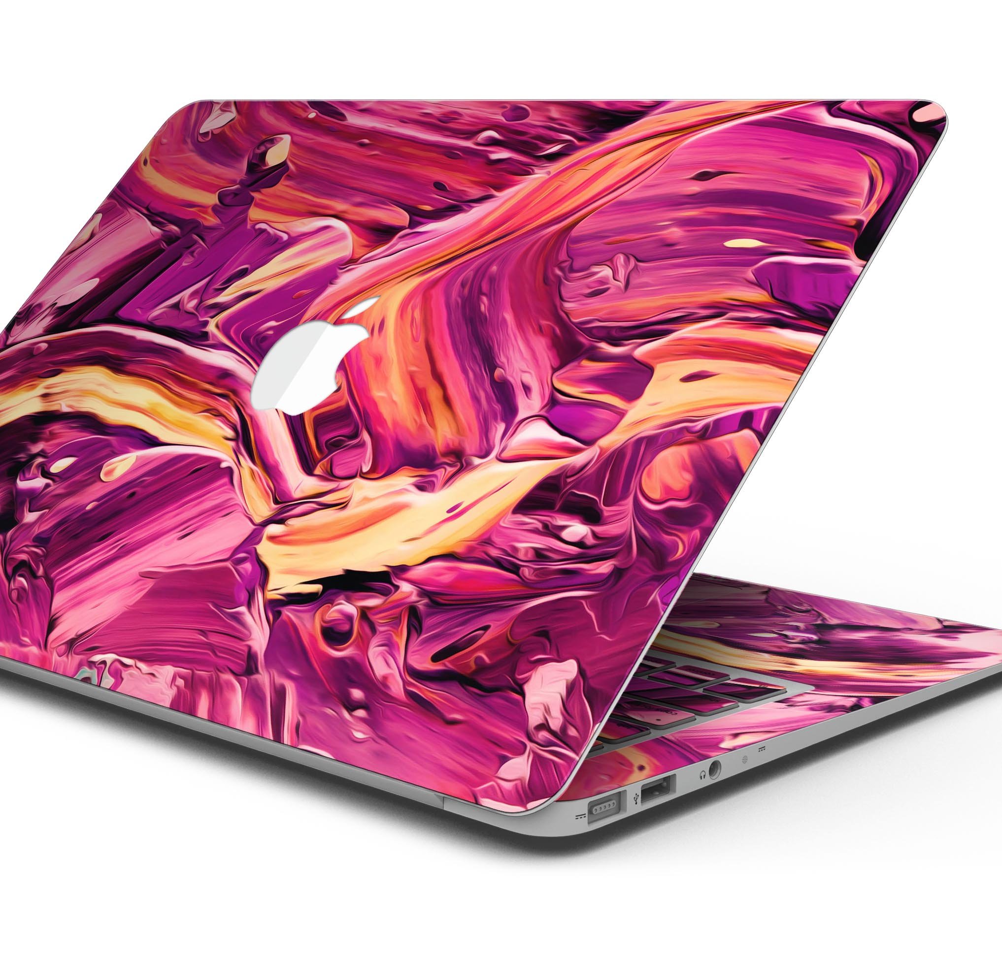 Blurred Abstract Flow V15 skin decal wrap kit for MacBook, showcasing a vibrant abstract design with a smooth finish.