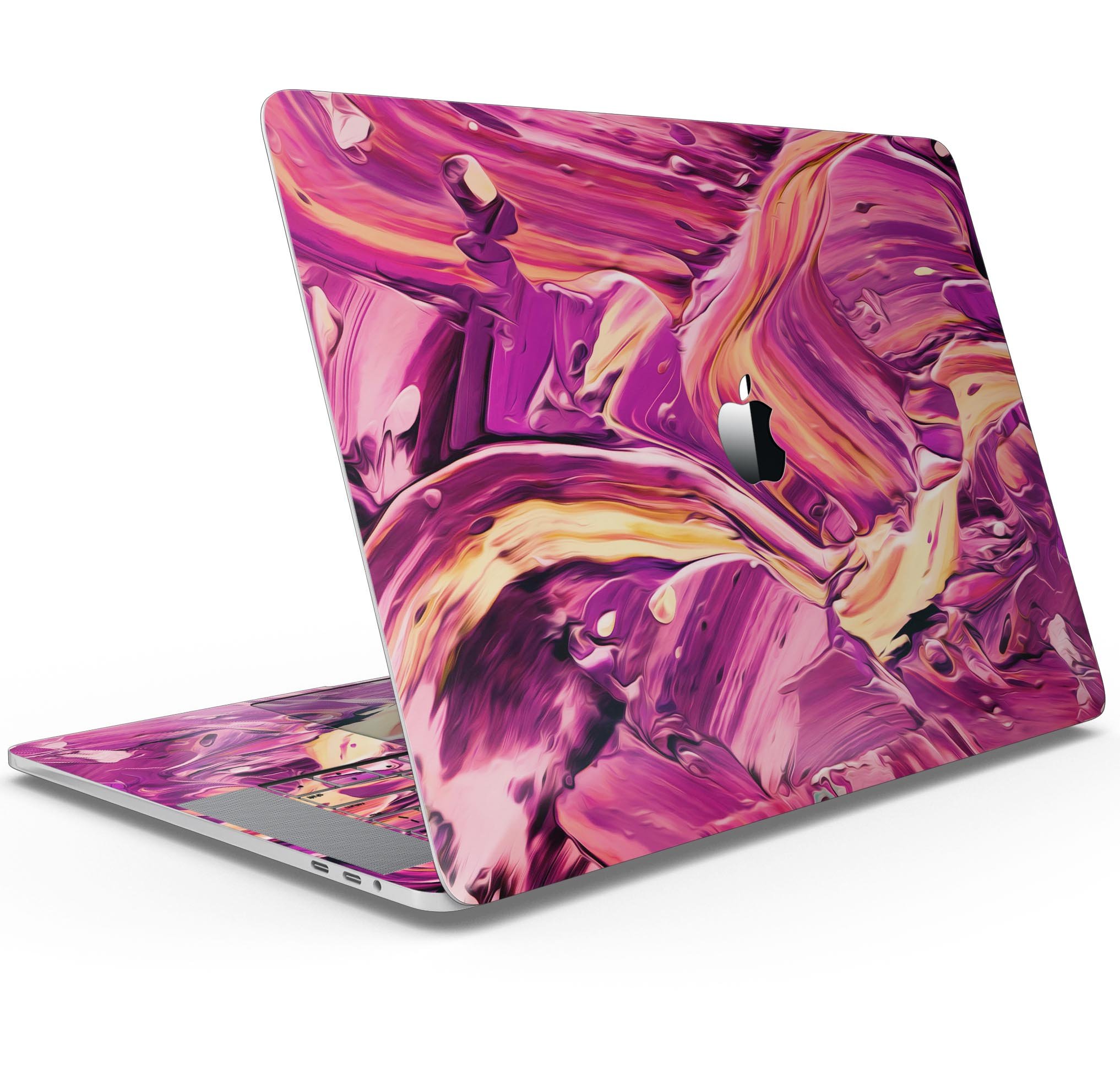 Blurred Abstract Flow V15 skin decal wrap kit for MacBook, showcasing a vibrant abstract design with a smooth finish.