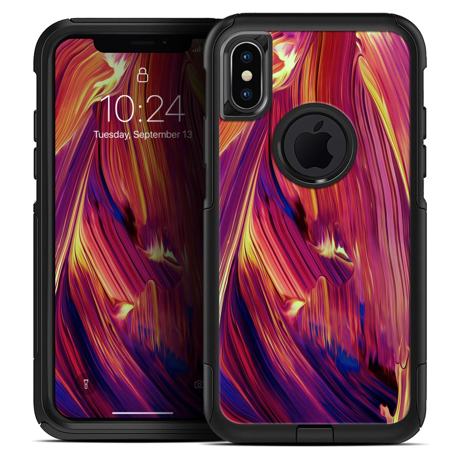 Blurred Abstract Flow V17 Skin Kit designed for iPhone OtterBox cases, showcasing vibrant abstract patterns and ultra-thin protection.