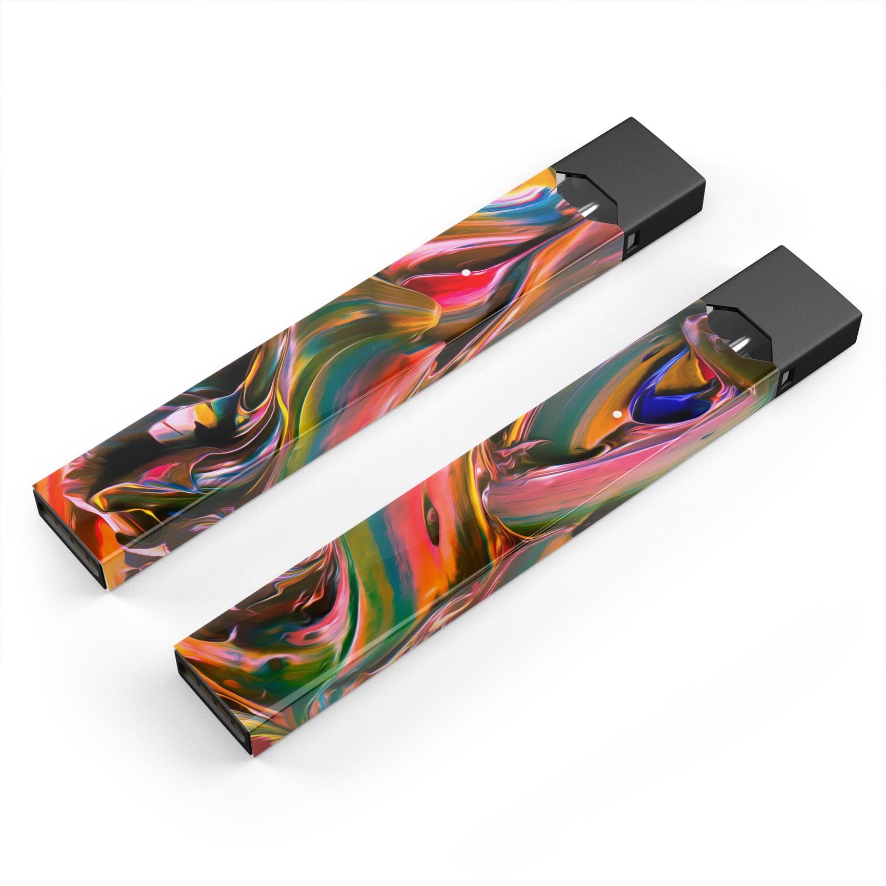 Blurred Abstract Flow V18 premium decal skin for JUUL vaping device, showcasing a vibrant abstract design with protective features.
