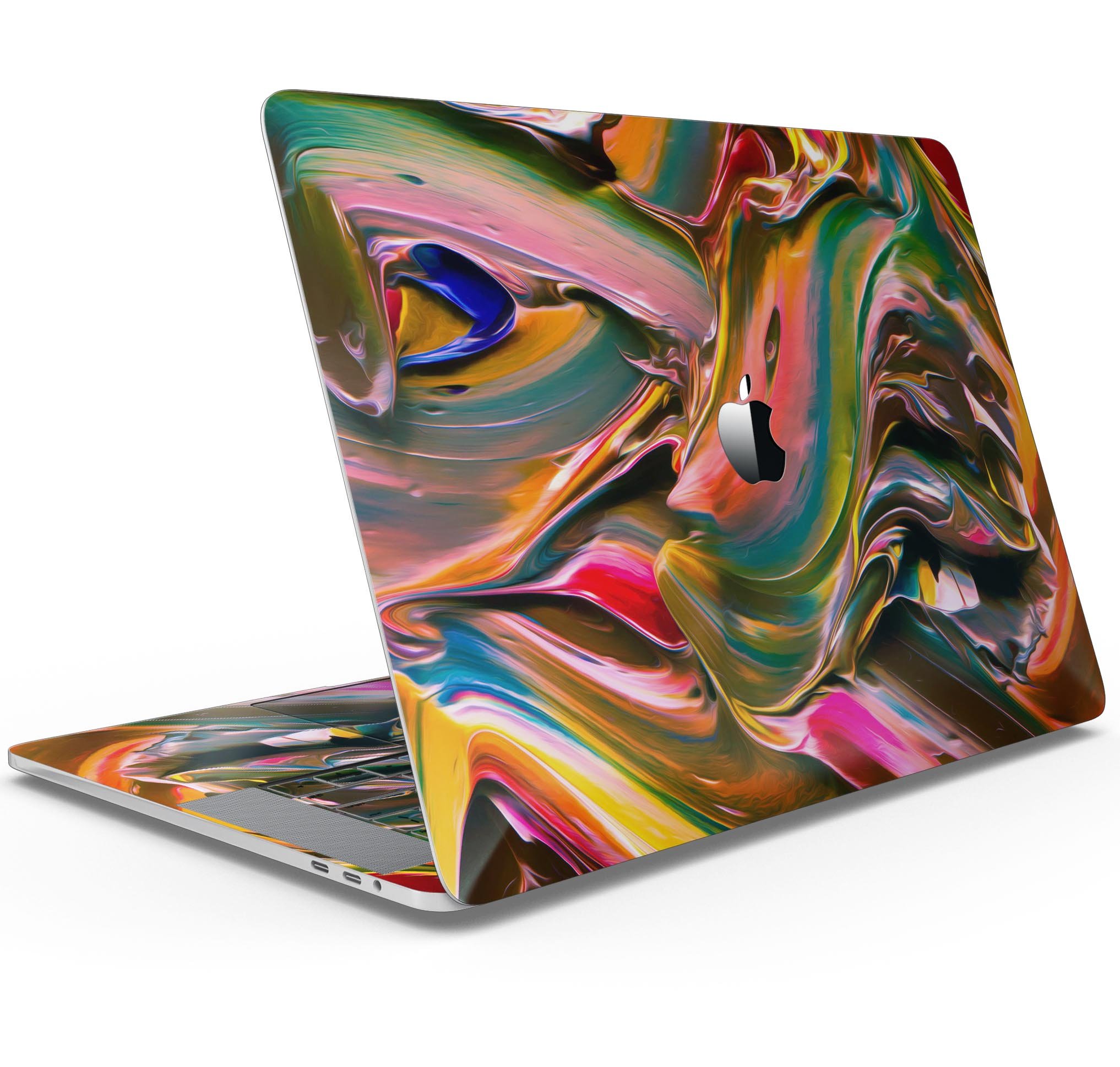 Blurred Abstract Flow V18 skin decal wrap kit for MacBook, showcasing vibrant abstract design and premium vinyl material.