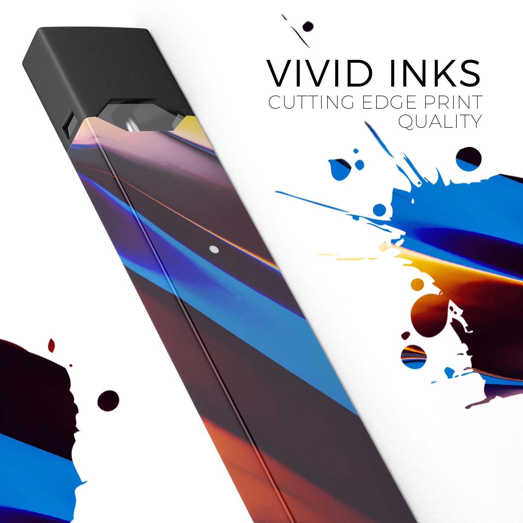 Blurred Abstract Flow V19 skin-wrap sticker designed for JUUL vaping device, showcasing vibrant colors and a sleek design.