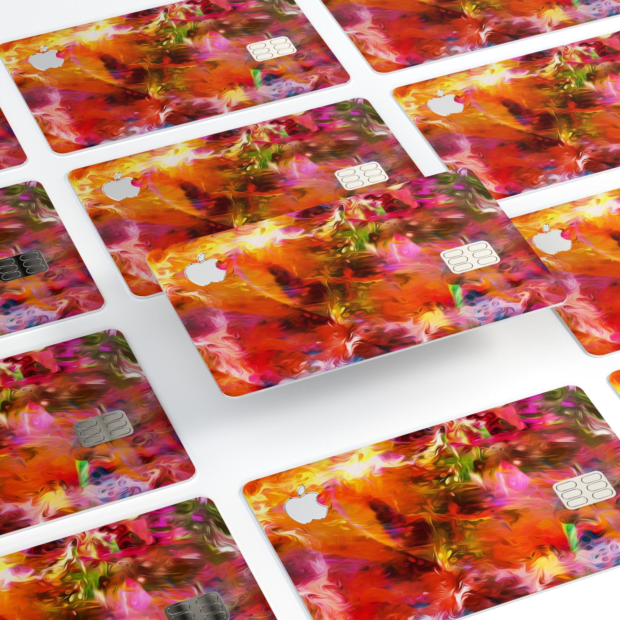 Blurred Abstract Flow V2 decal skin for Apple Card, showcasing vibrant colors and premium vinyl material.