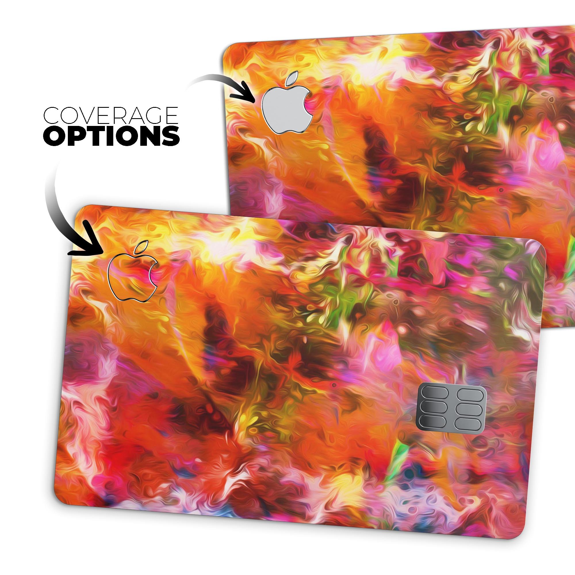 Blurred Abstract Flow V2 decal skin for Apple Card, showcasing vibrant colors and premium vinyl material.
