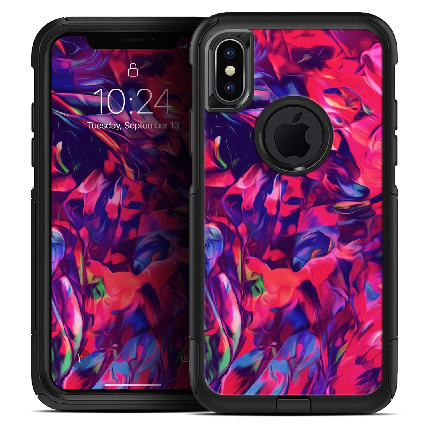 Blurred Abstract Flow V20 Skin Kit designed for iPhone OtterBox cases, showcasing a vibrant abstract design with a smooth finish.