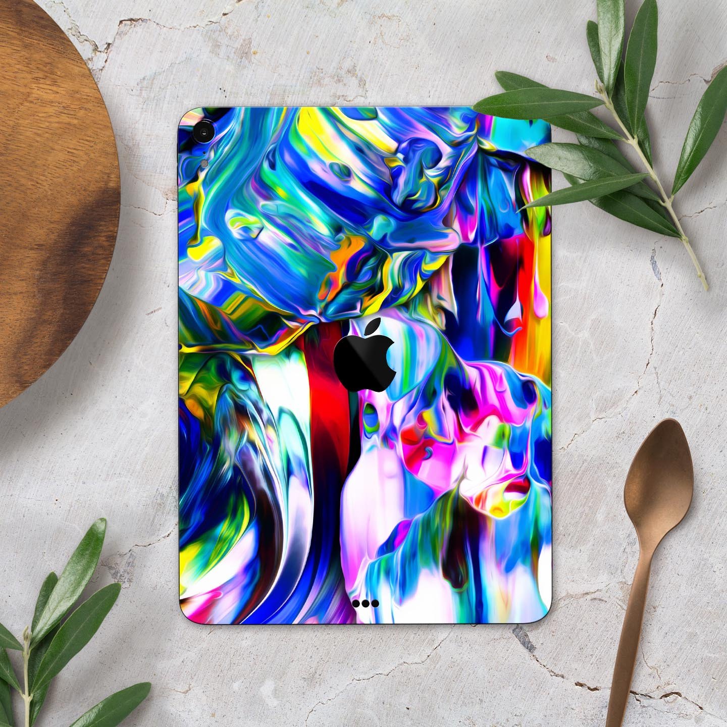 Blurred Abstract Flow V21 skin decal for Apple iPad, showcasing a vibrant abstract design with a smooth finish.