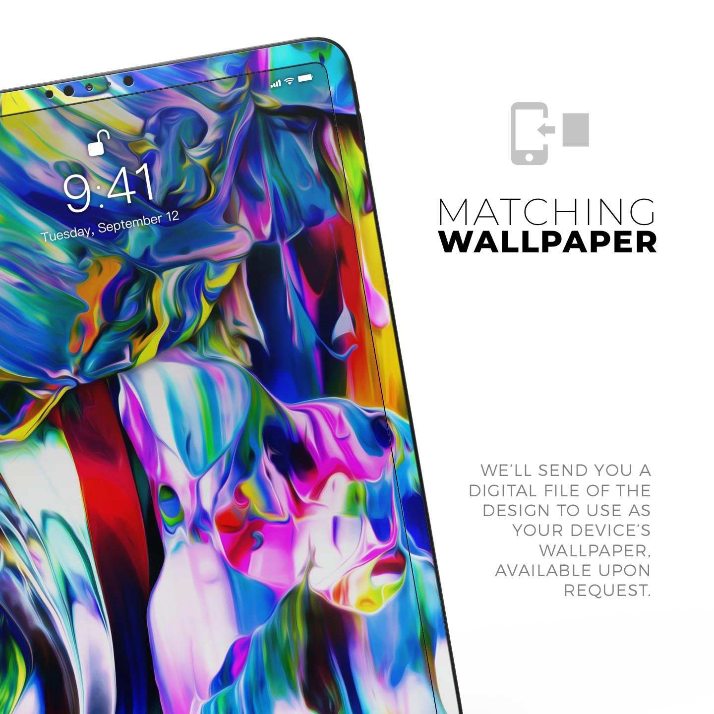 Blurred Abstract Flow V21 skin decal for Apple iPad, showcasing a vibrant abstract design with a smooth finish.