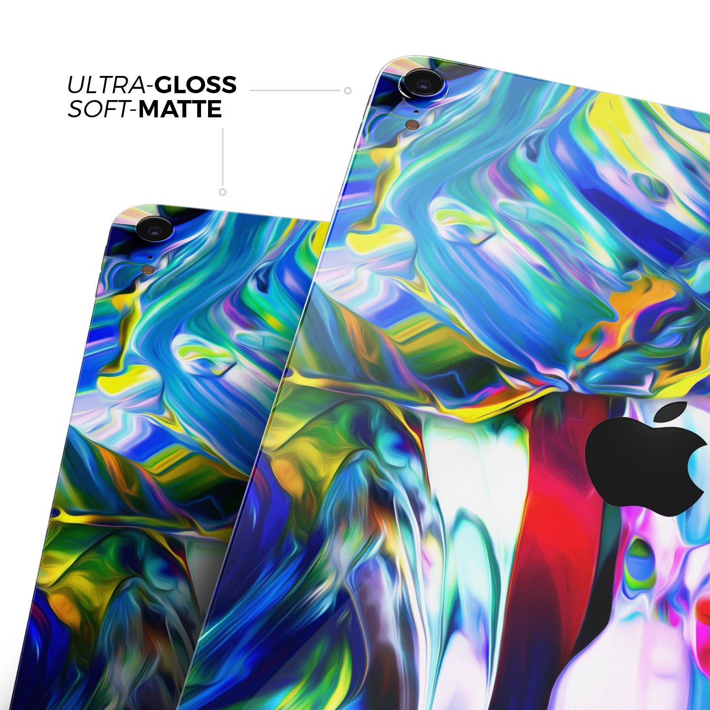 Blurred Abstract Flow V21 skin decal for Apple iPad, showcasing a vibrant abstract design with a smooth finish.