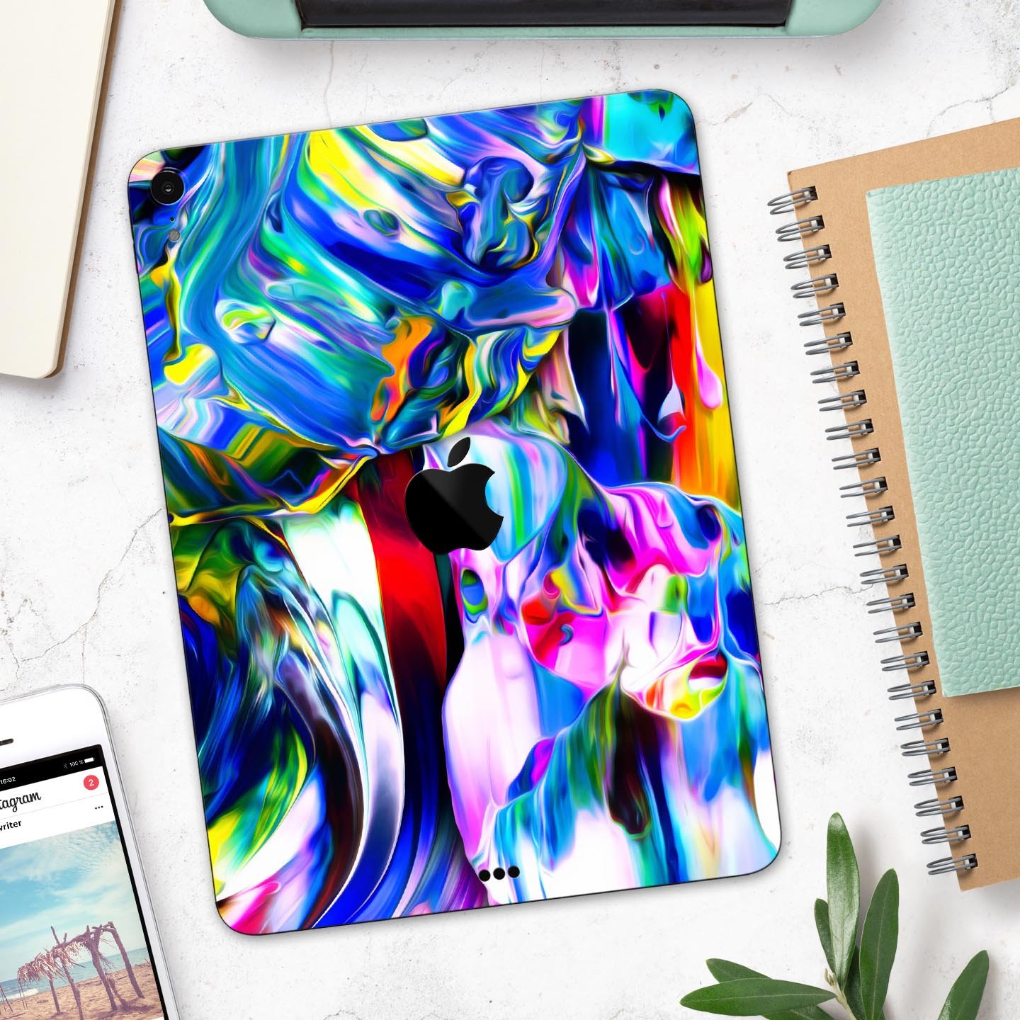 Blurred Abstract Flow V21 skin decal for Apple iPad, showcasing a vibrant abstract design with a smooth finish.