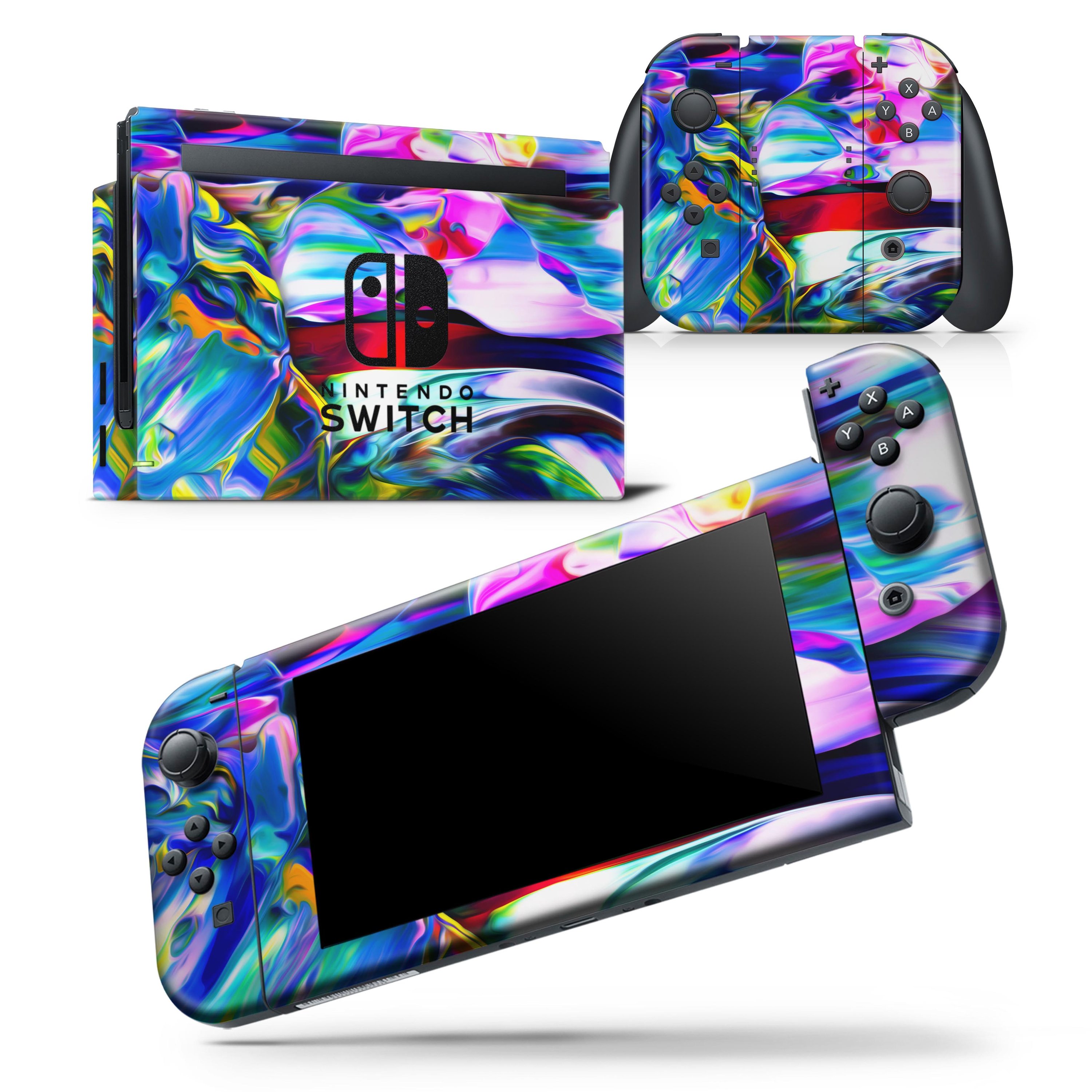 Blurred Abstract Flow V21 skin wrap decal for Nintendo Switch Lite, showcasing vibrant colors and a sleek design.